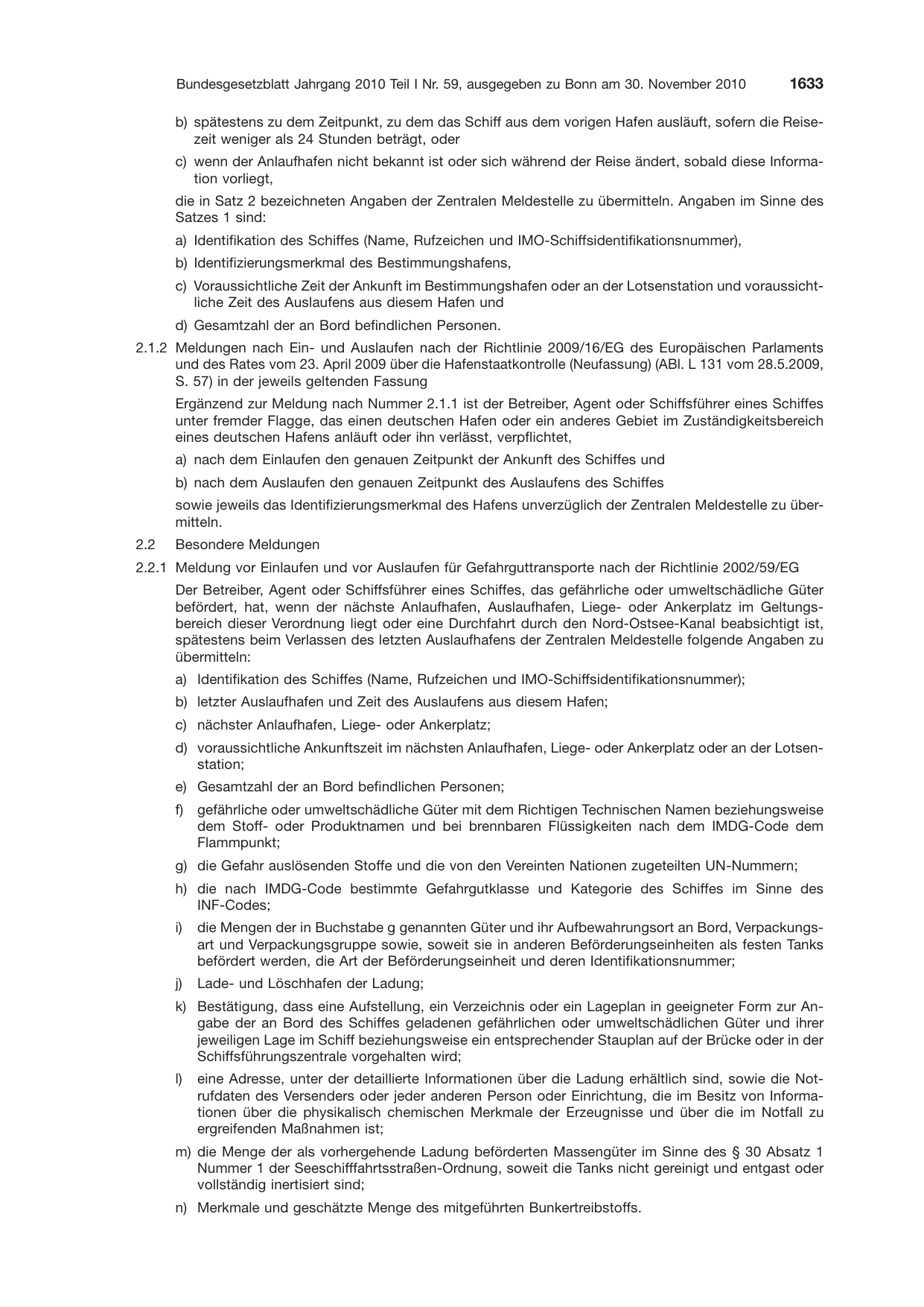 BGBl. 2010, Seite 1633 — Originalseite als Abbildung