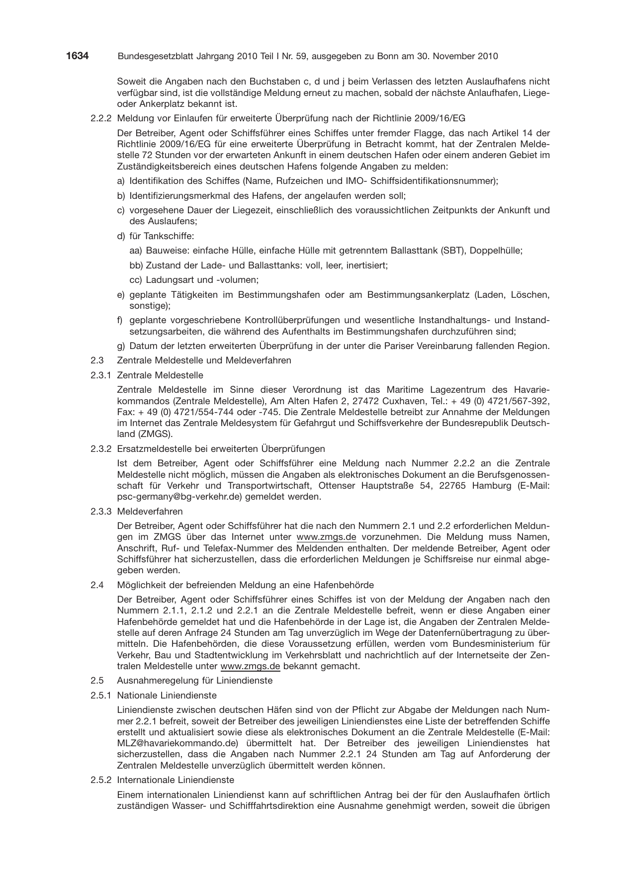 BGBl. 2010, Seite 1634 — Originalseite als Abbildung