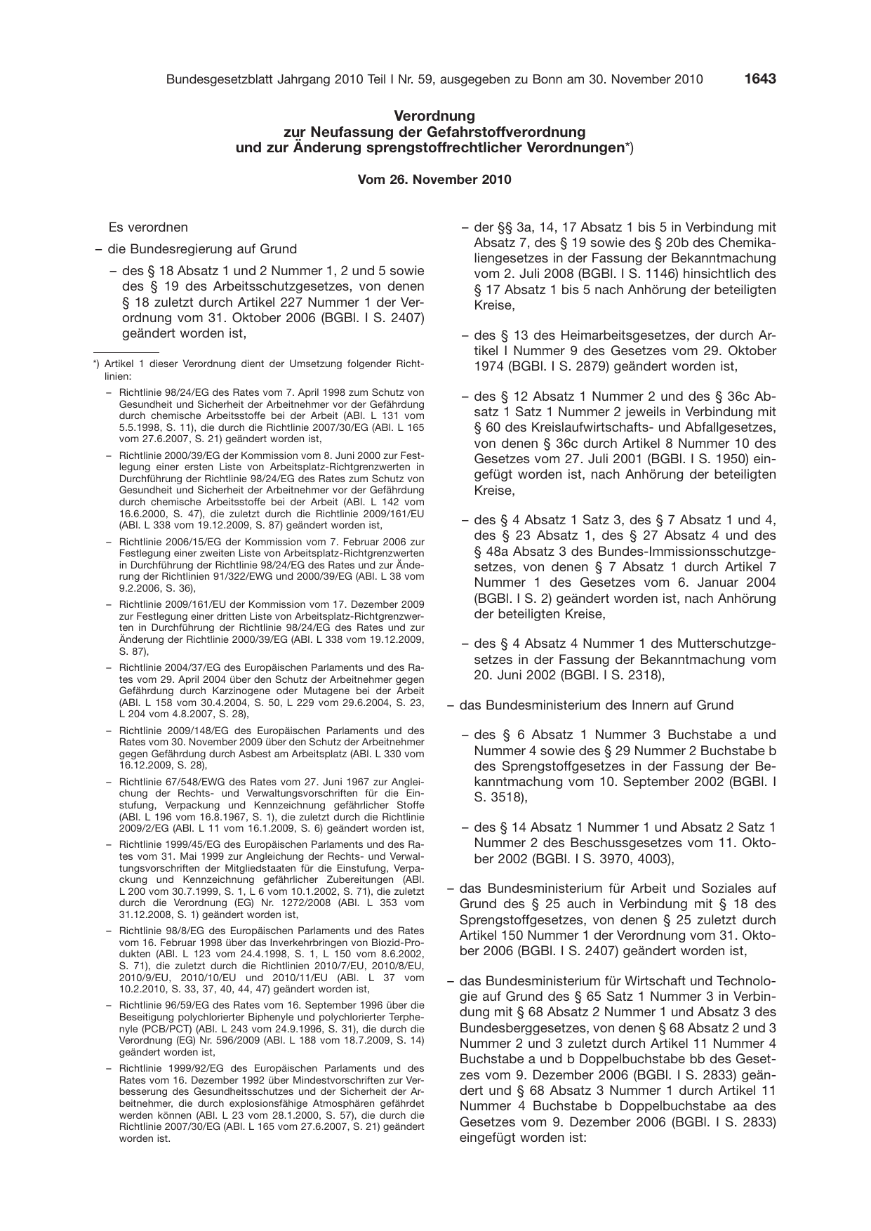 BGBl. 2010, Seite 1643 — Originalseite als Abbildung