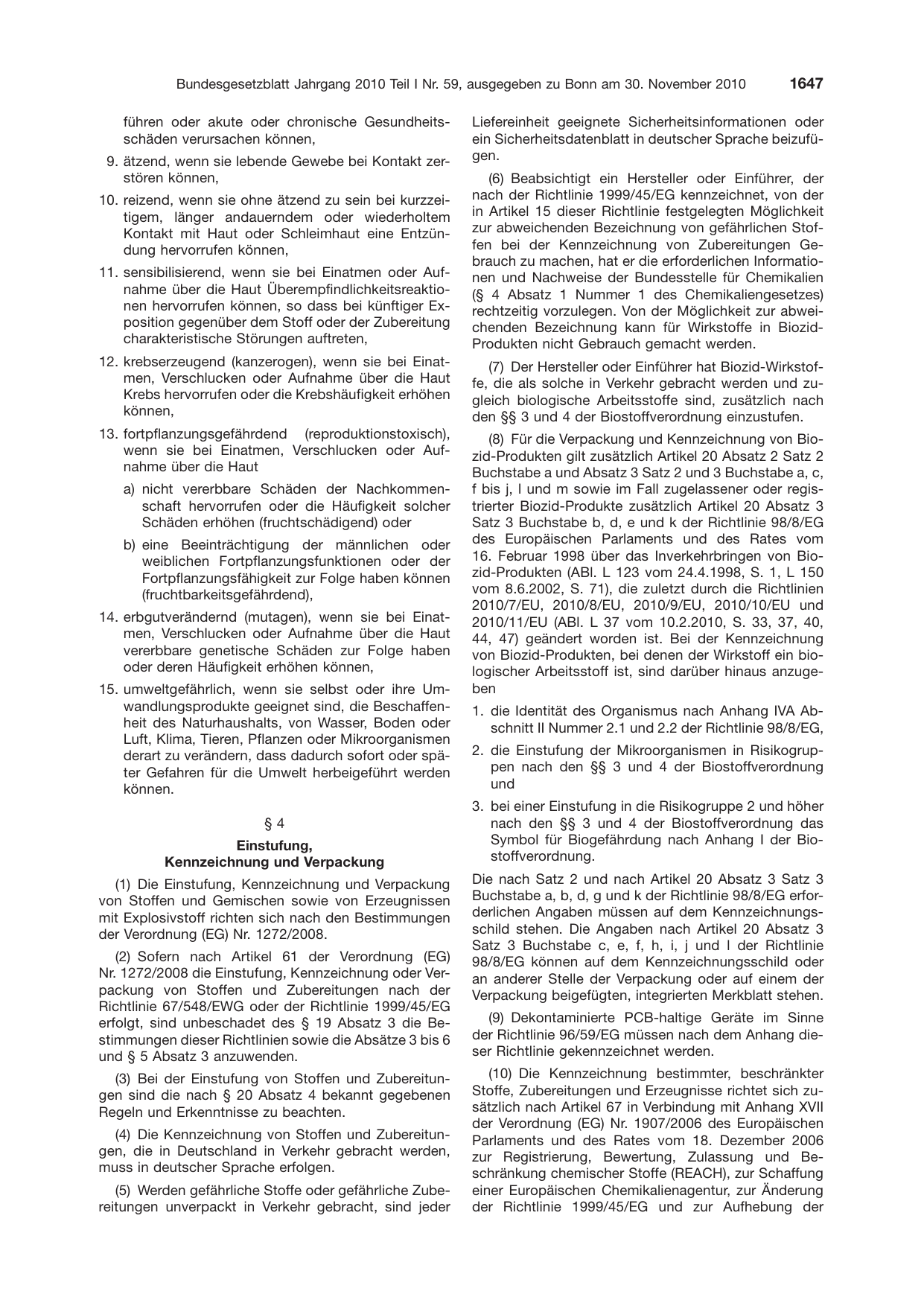 BGBl. 2010, Seite 1647 — Originalseite als Abbildung