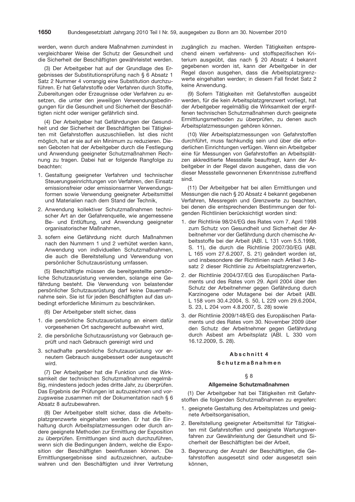 BGBl. 2010, Seite 1650 — Originalseite als Abbildung