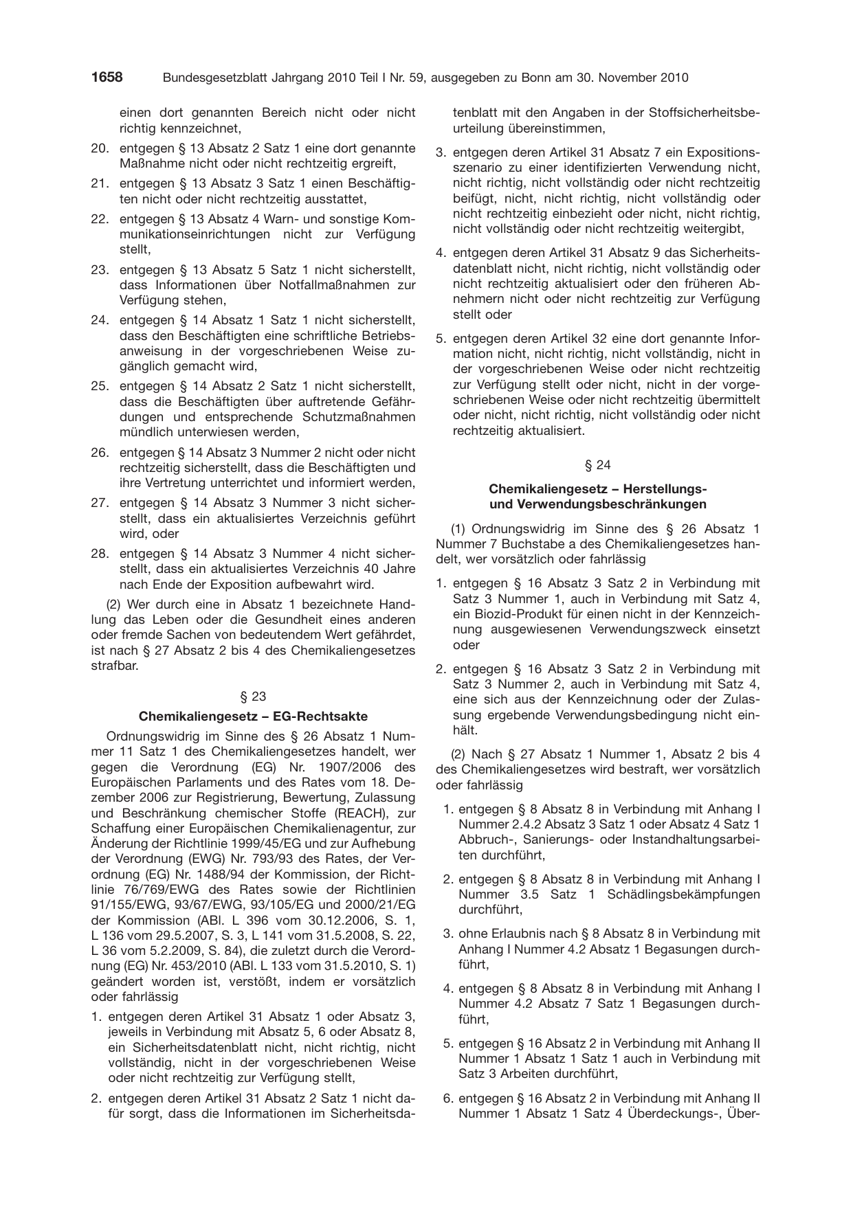 BGBl. 2010, Seite 1658 — Originalseite als Abbildung