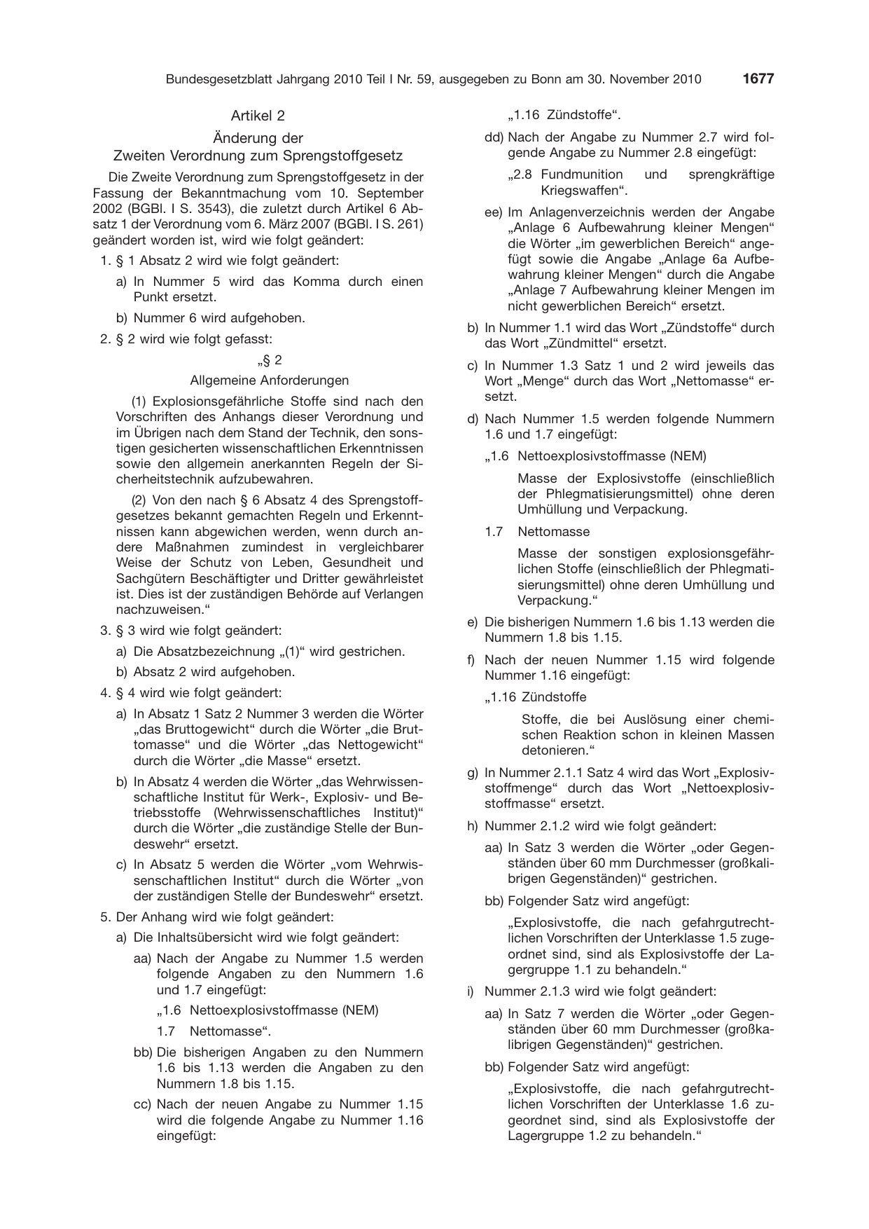BGBl. 2010, Seite 1677 — Originalseite als Abbildung