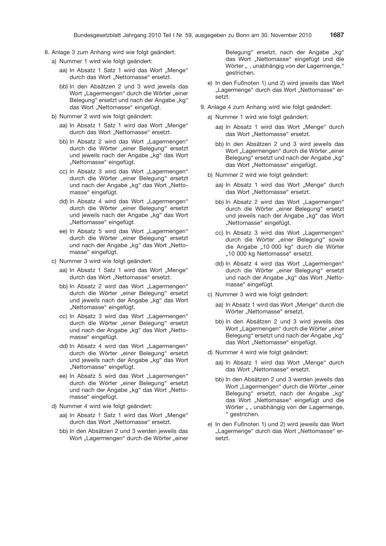 BGBl. 2010, Seite 1687 — Originalseite als Abbildung