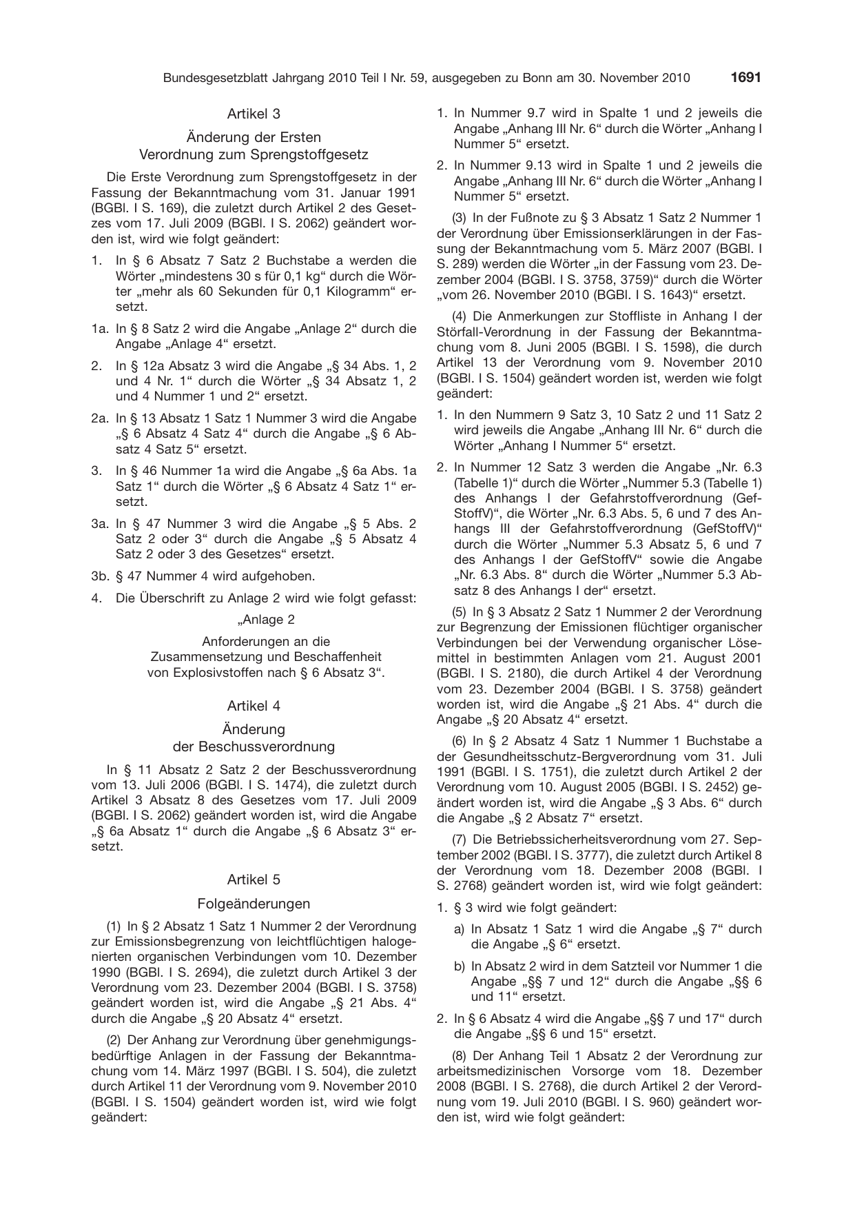 BGBl. 2010, Seite 1691 — Originalseite als Abbildung