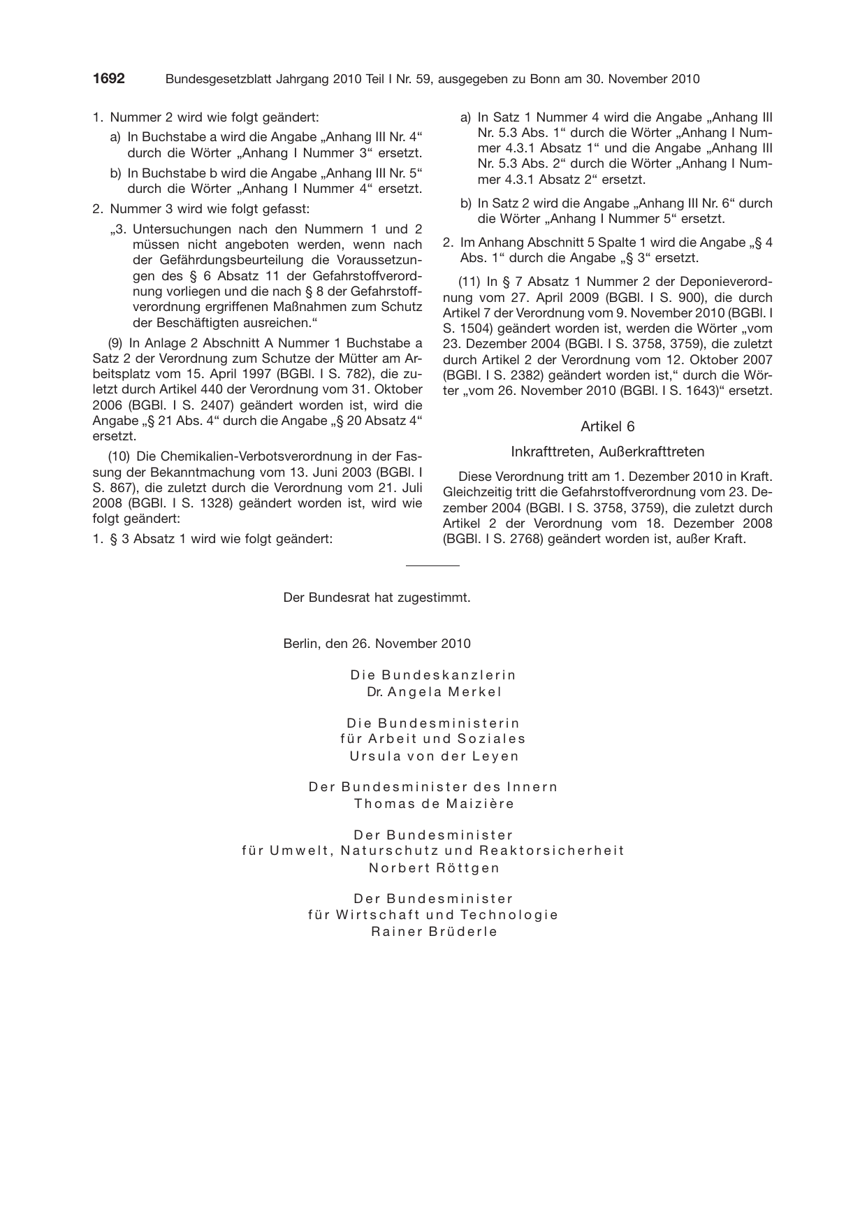 BGBl. 2010, Seite 1692 — Originalseite als Abbildung