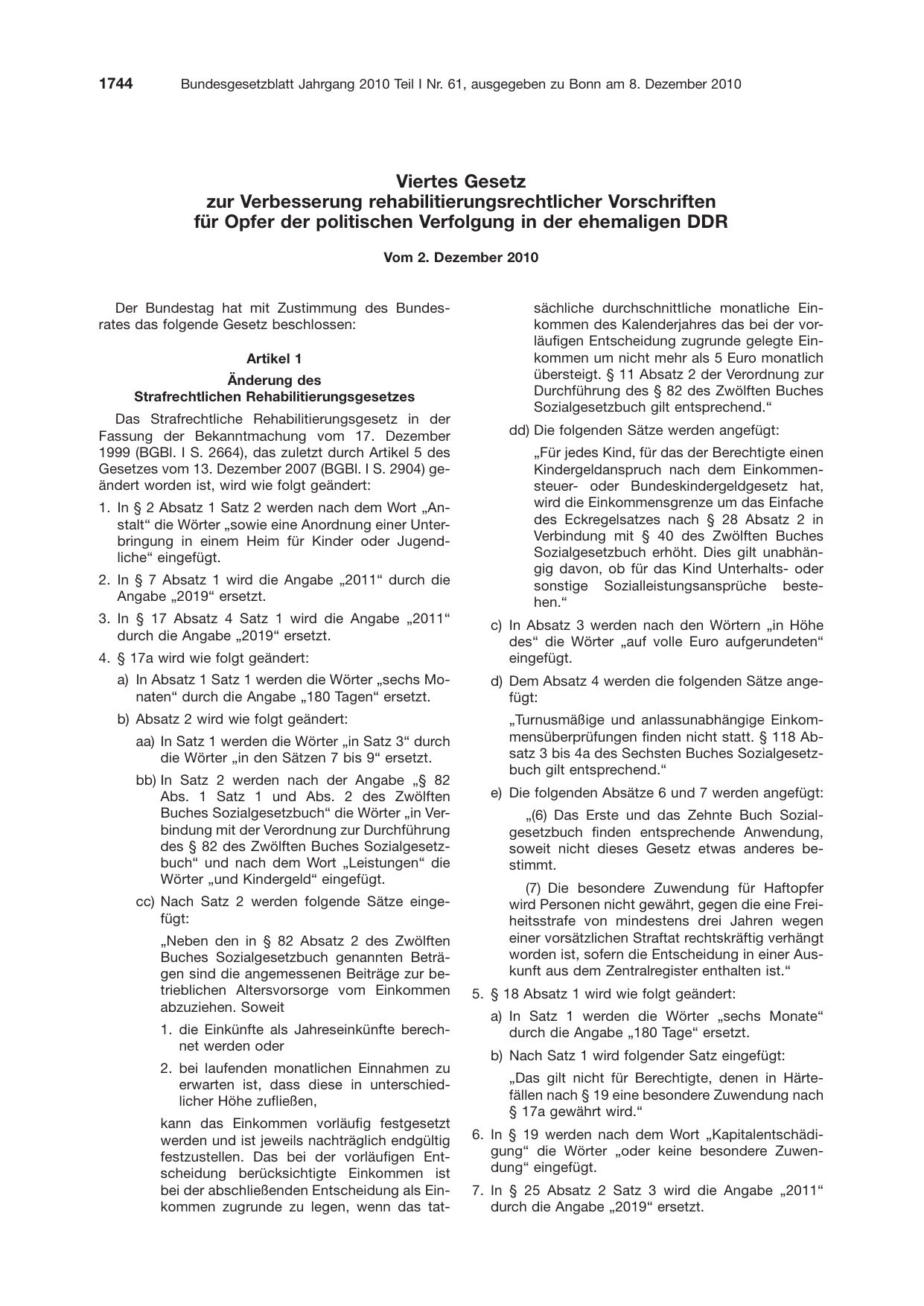 BGBl. 2010, Seite 1744 — Originalseite als Abbildung