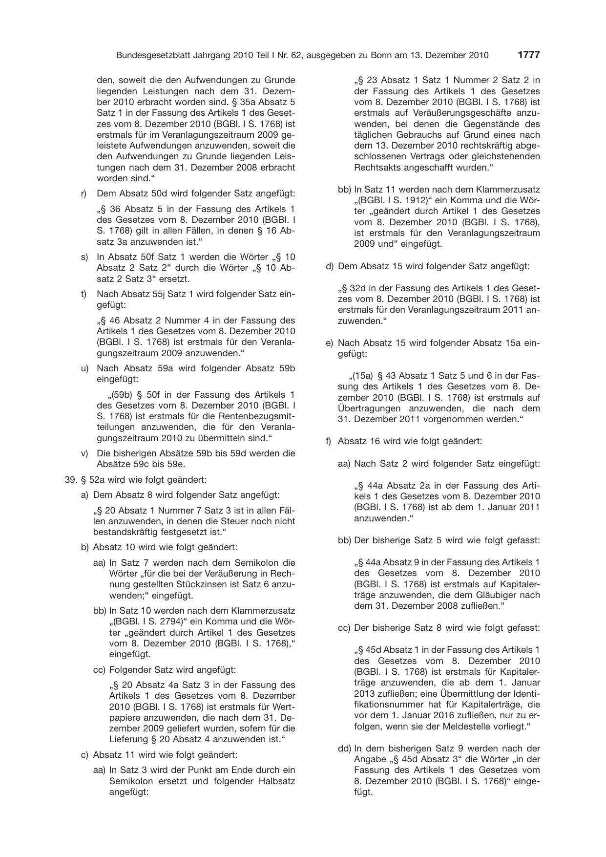 BGBl. 2010, Seite 1777 — Originalseite als Abbildung