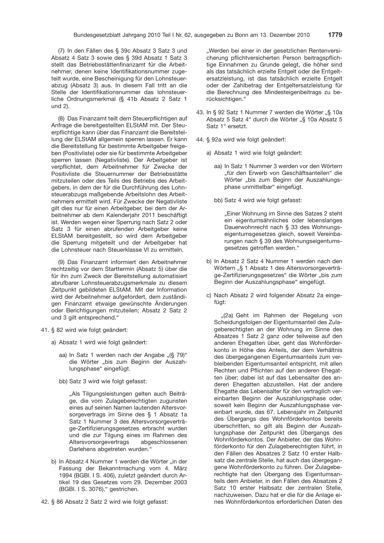 BGBl. 2010, Seite 1779 — Originalseite als Abbildung