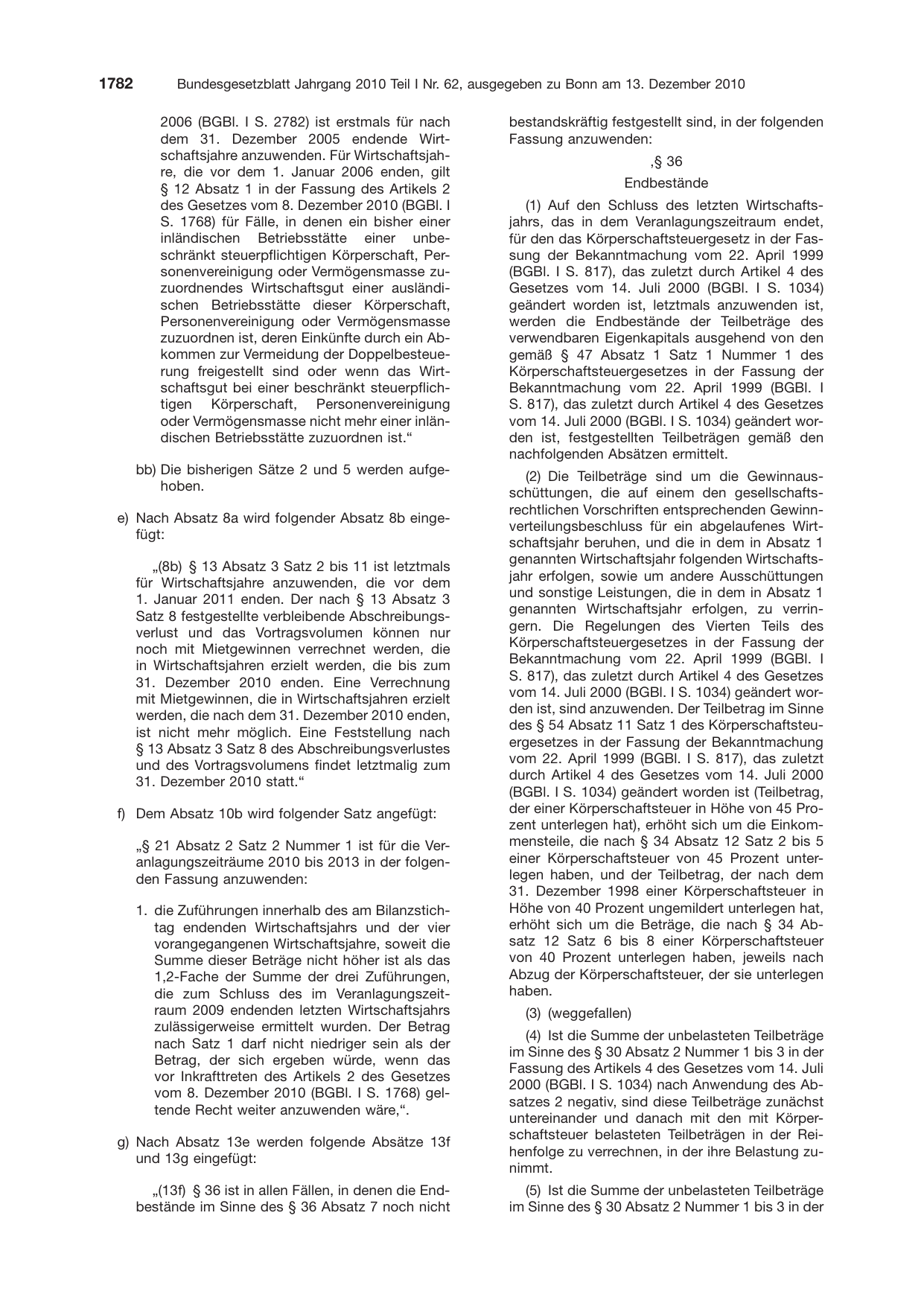 BGBl. 2010, Seite 1782 — Originalseite als Abbildung