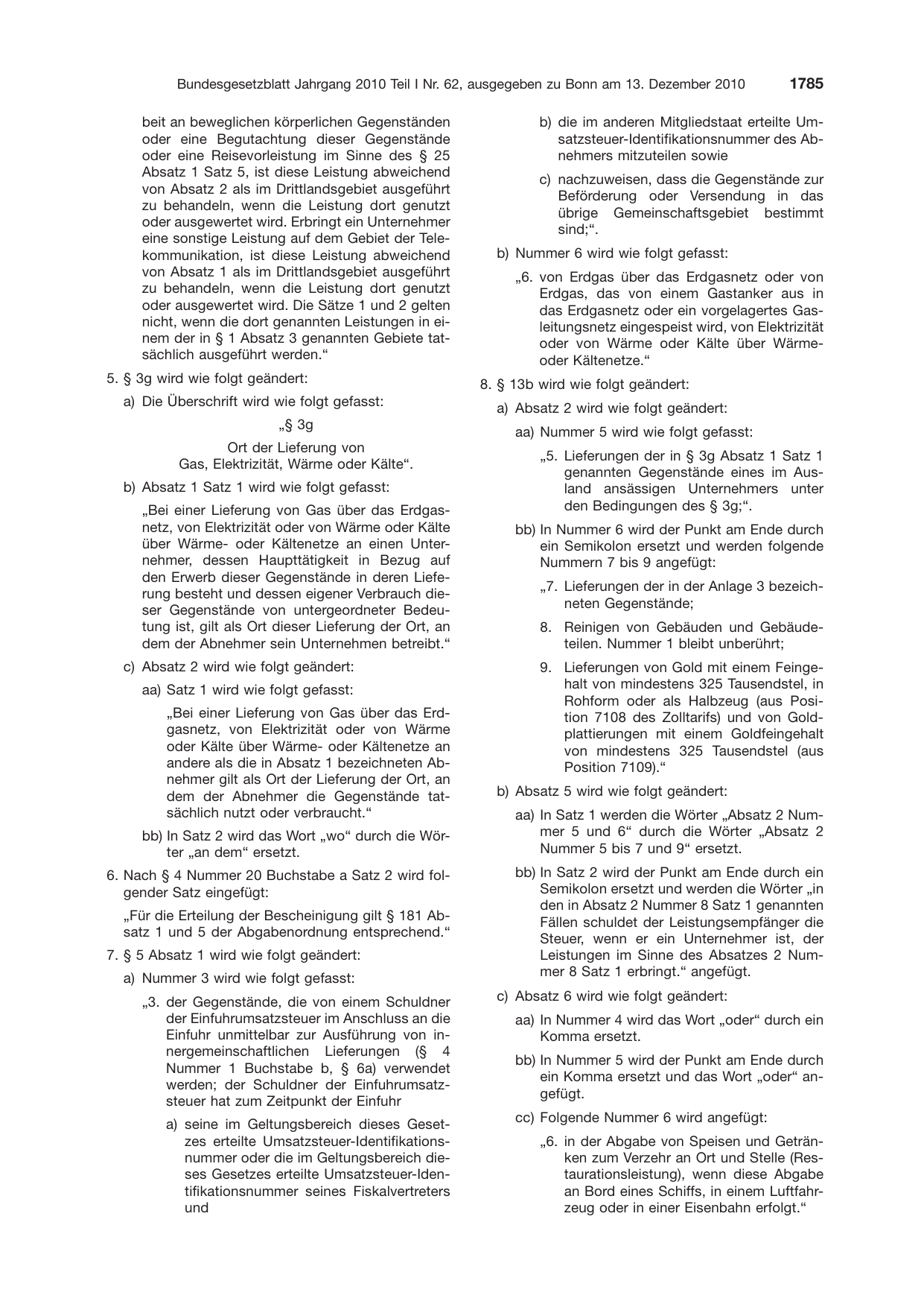 BGBl. 2010, Seite 1785 — Originalseite als Abbildung