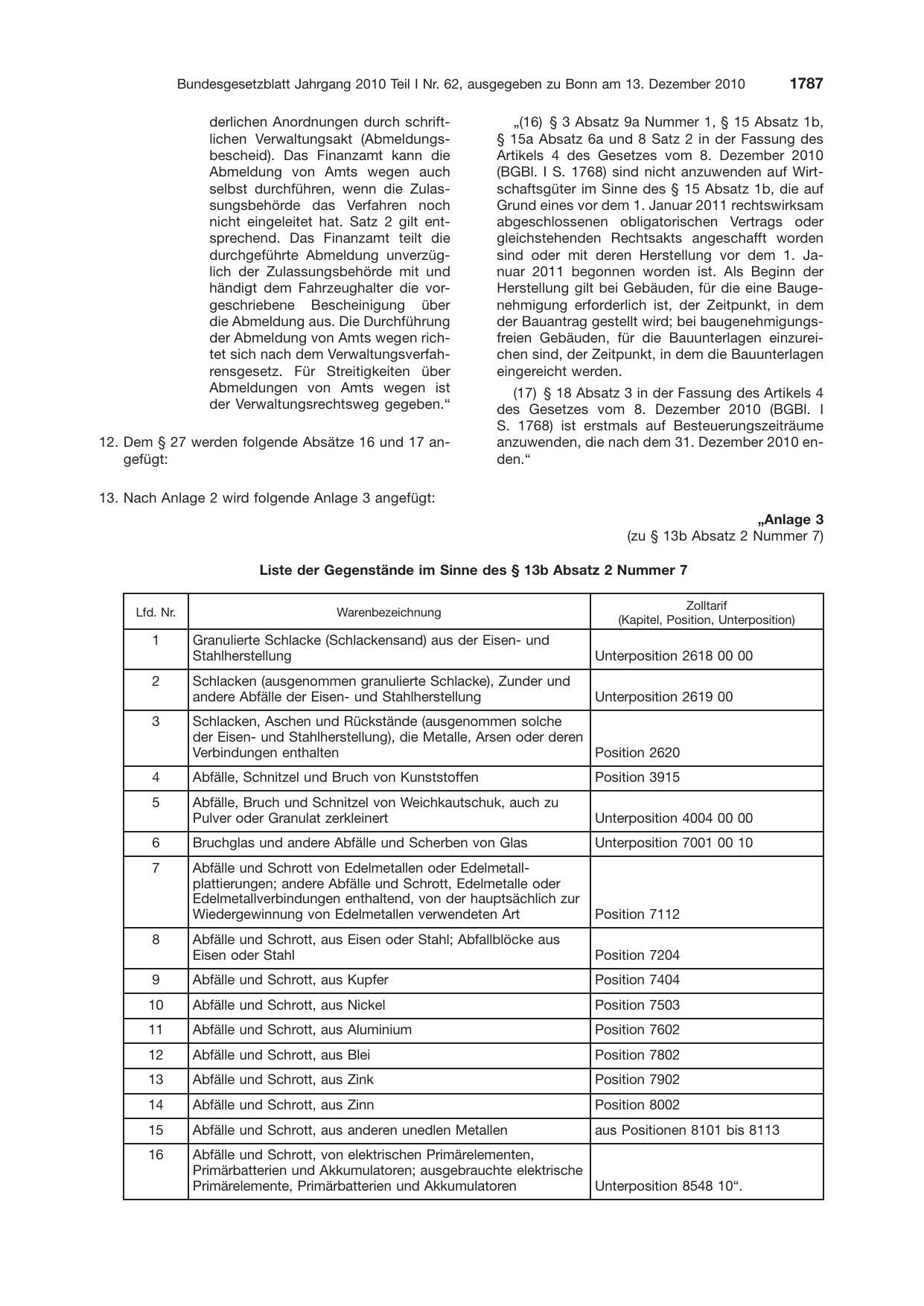 BGBl. 2010, Seite 1787 — Originalseite als Abbildung