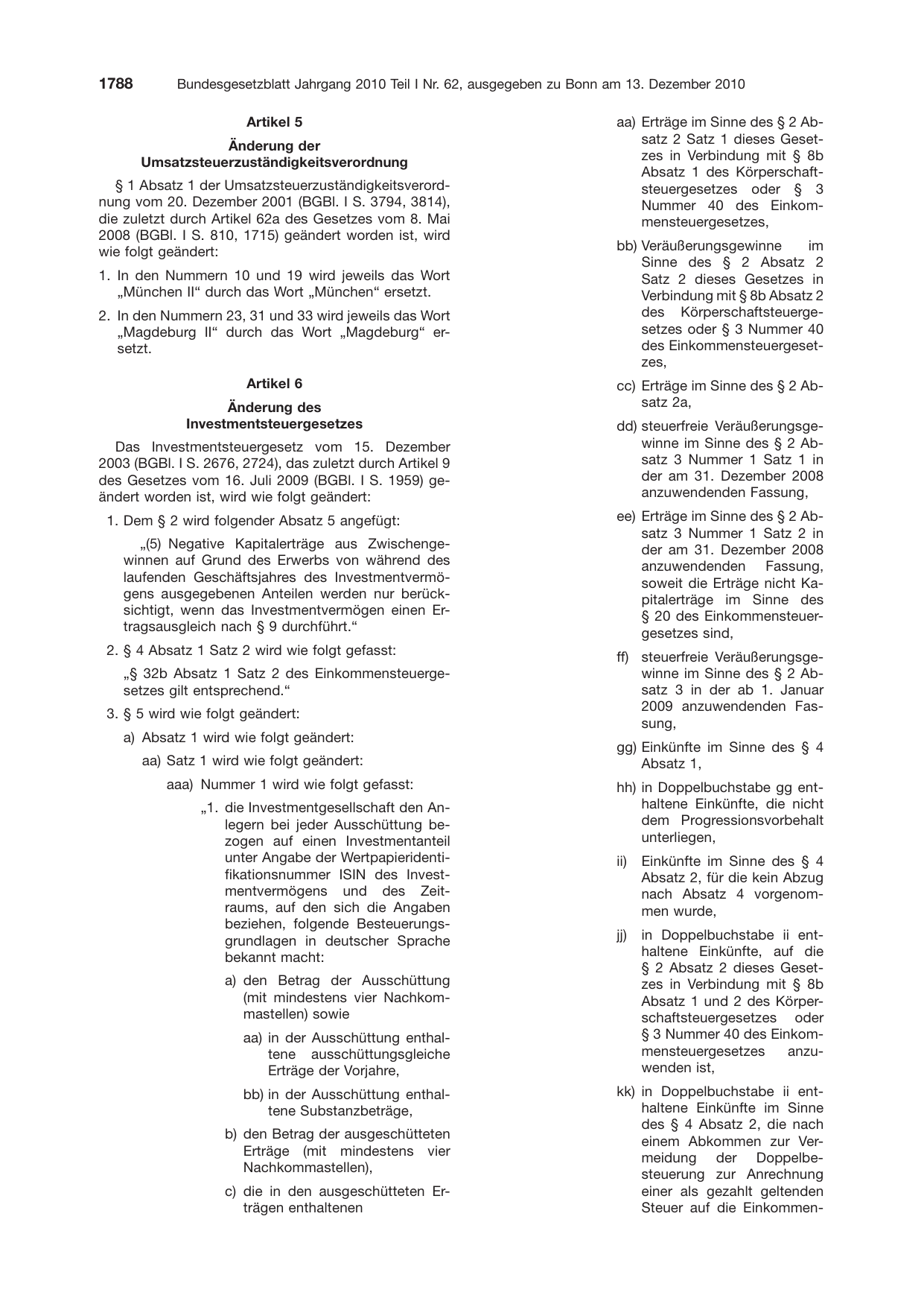 BGBl. 2010, Seite 1788 — Originalseite als Abbildung