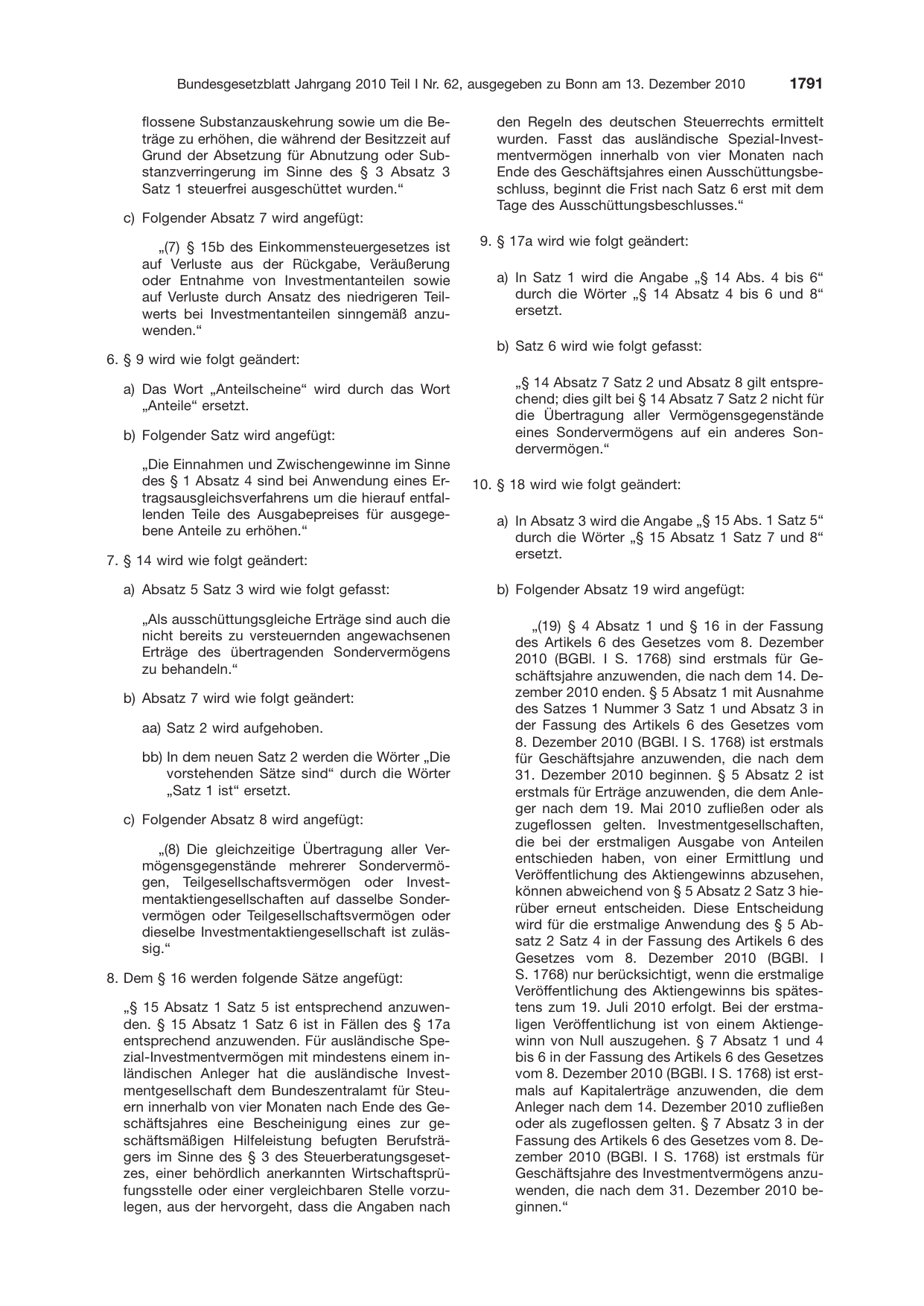 BGBl. 2010, Seite 1791 — Originalseite als Abbildung