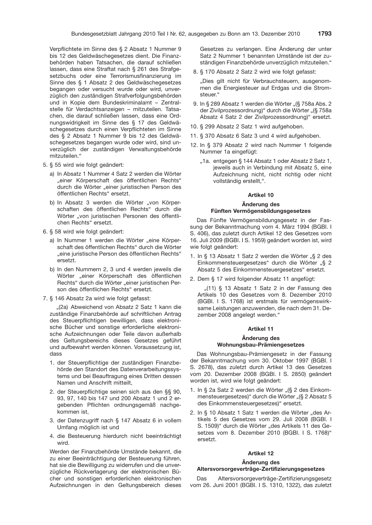 BGBl. 2010, Seite 1793 — Originalseite als Abbildung