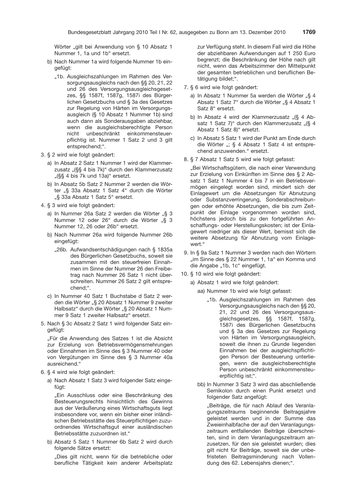 BGBl. 2010, Seite 1769 — Originalseite als Abbildung