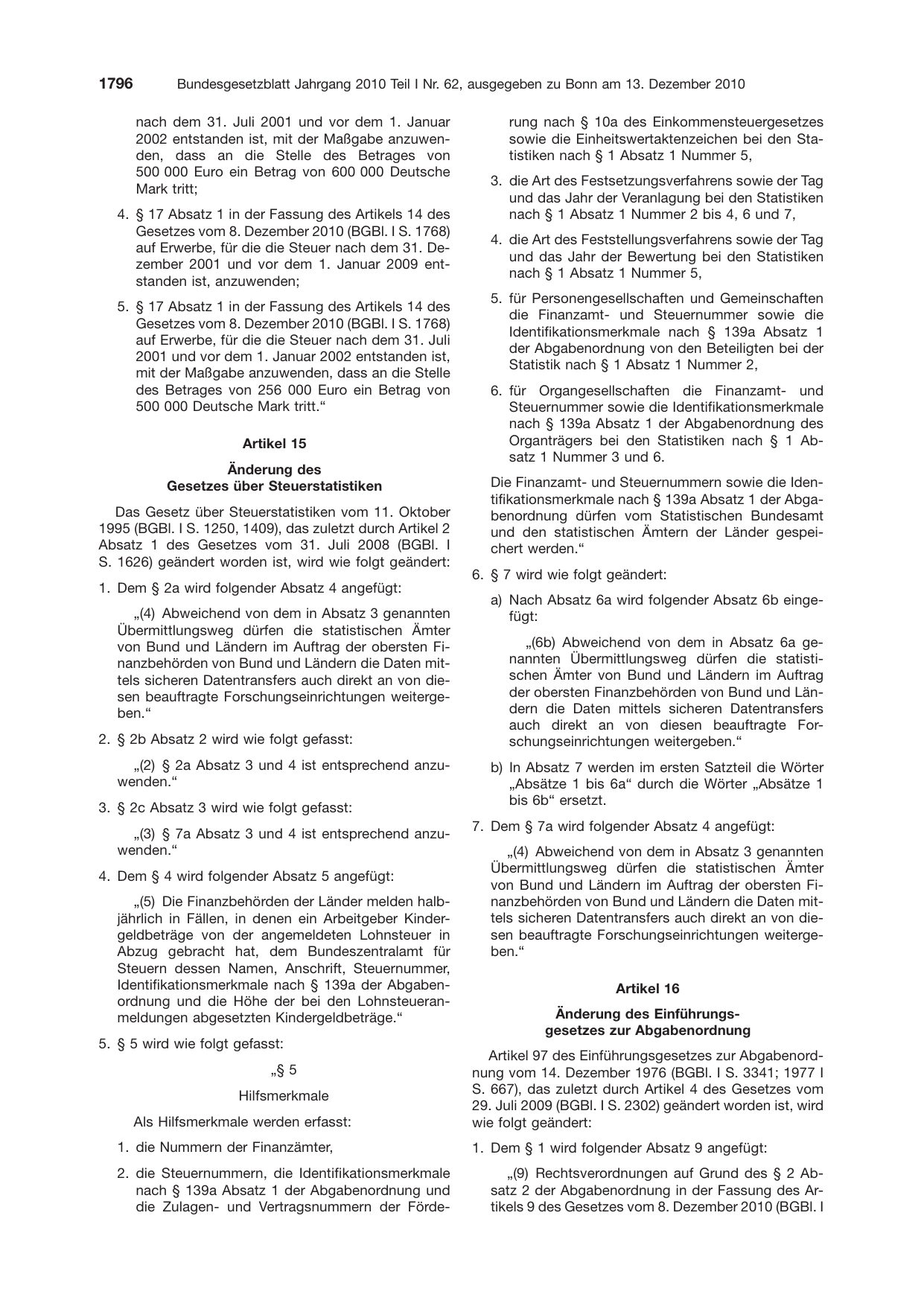 BGBl. 2010, Seite 1796 — Originalseite als Abbildung