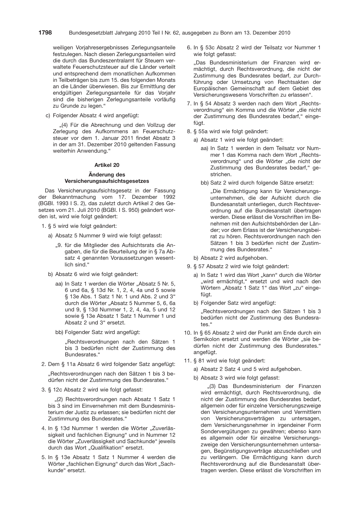 BGBl. 2010, Seite 1798 — Originalseite als Abbildung