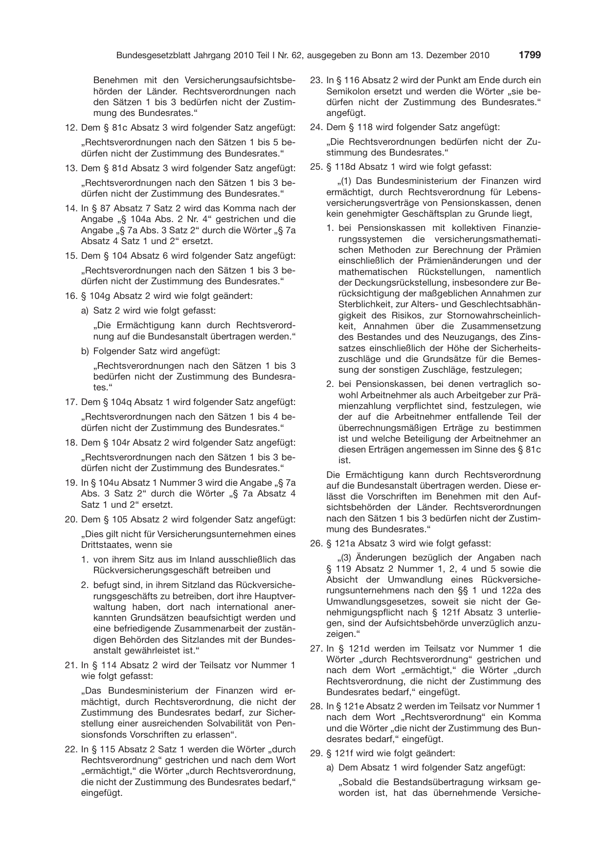BGBl. 2010, Seite 1799 — Originalseite als Abbildung