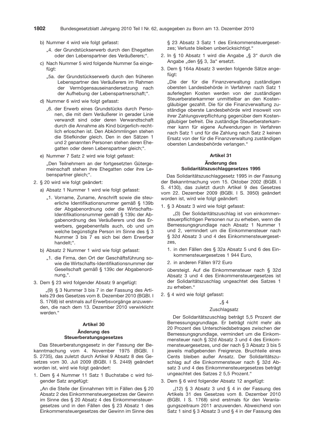 BGBl. 2010, Seite 1802 — Originalseite als Abbildung