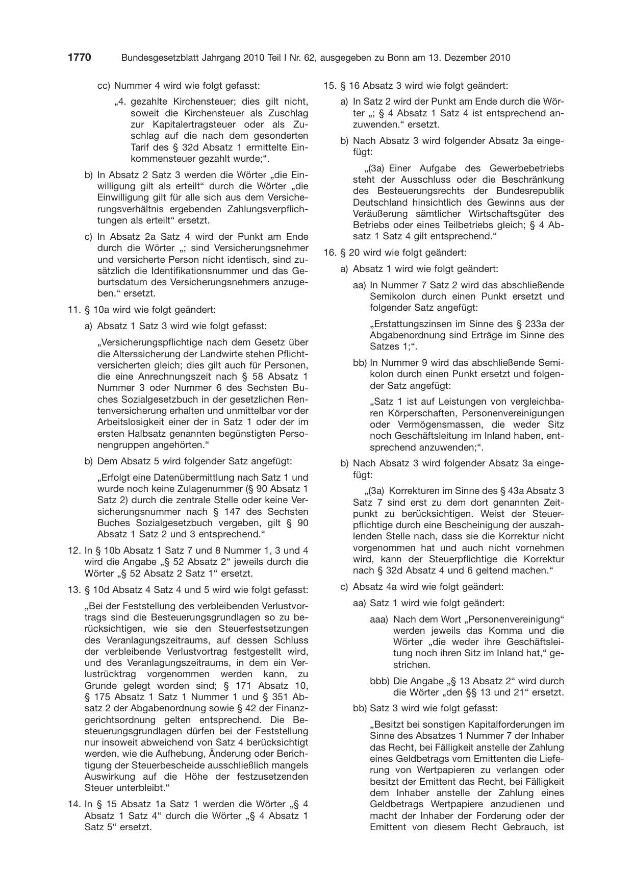 BGBl. 2010, Seite 1770 — Originalseite als Abbildung