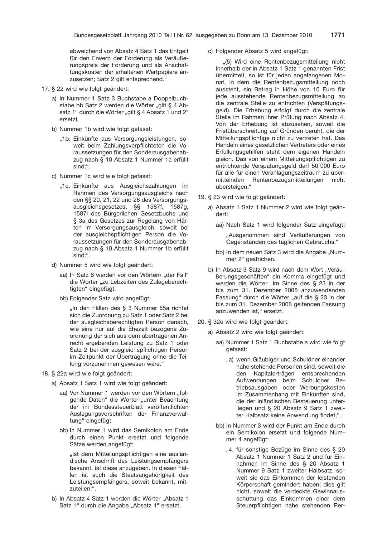 BGBl. 2010, Seite 1771 — Originalseite als Abbildung