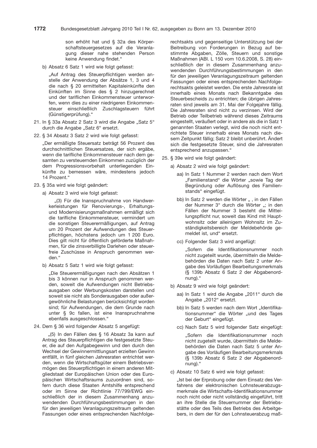 BGBl. 2010, Seite 1772 — Originalseite als Abbildung