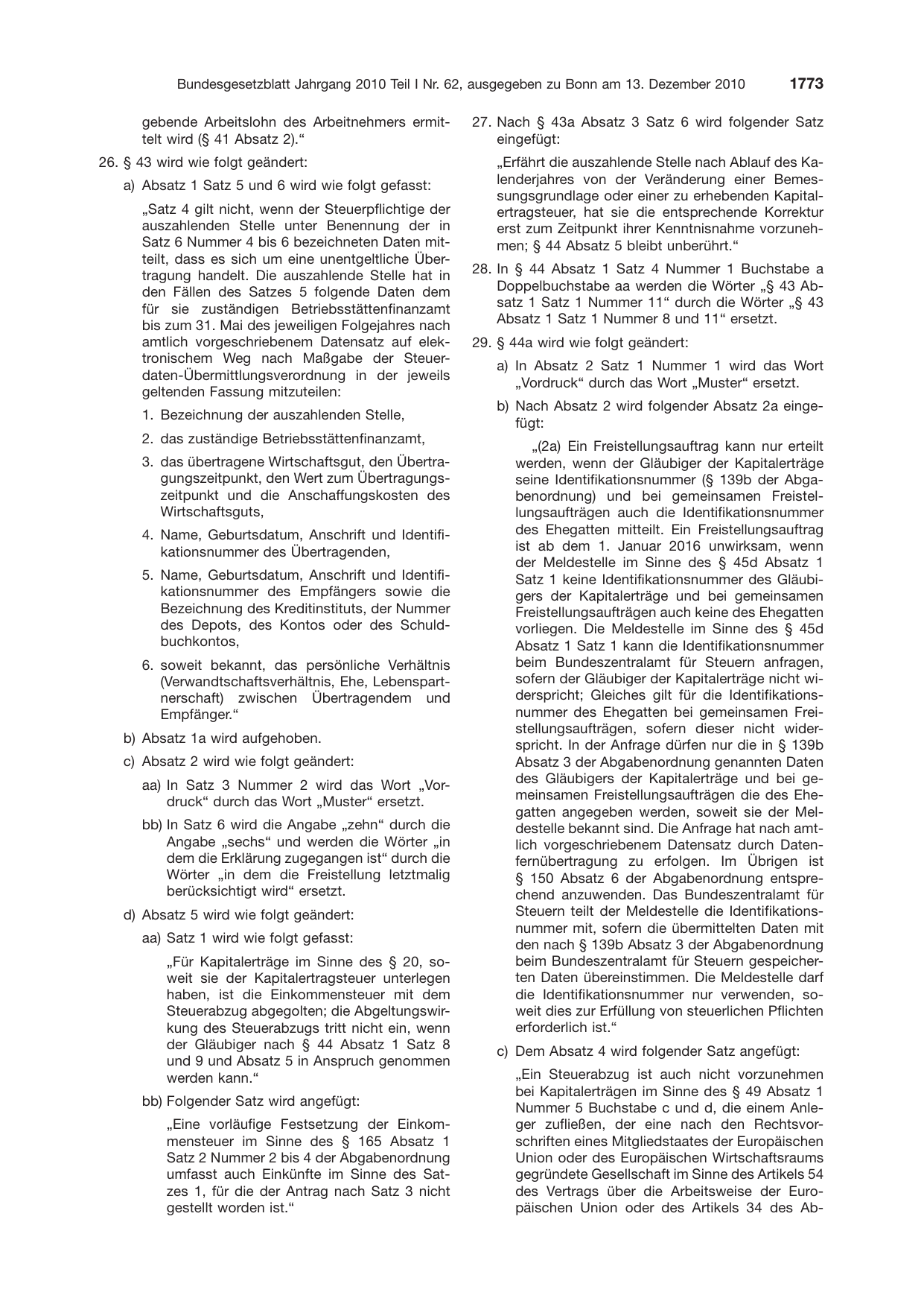 BGBl. 2010, Seite 1773 — Originalseite als Abbildung