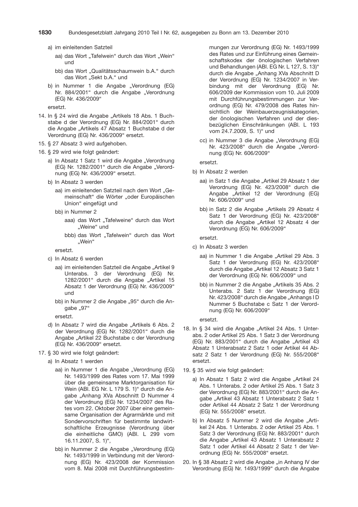 BGBl. 2010, Seite 1830 — Originalseite als Abbildung