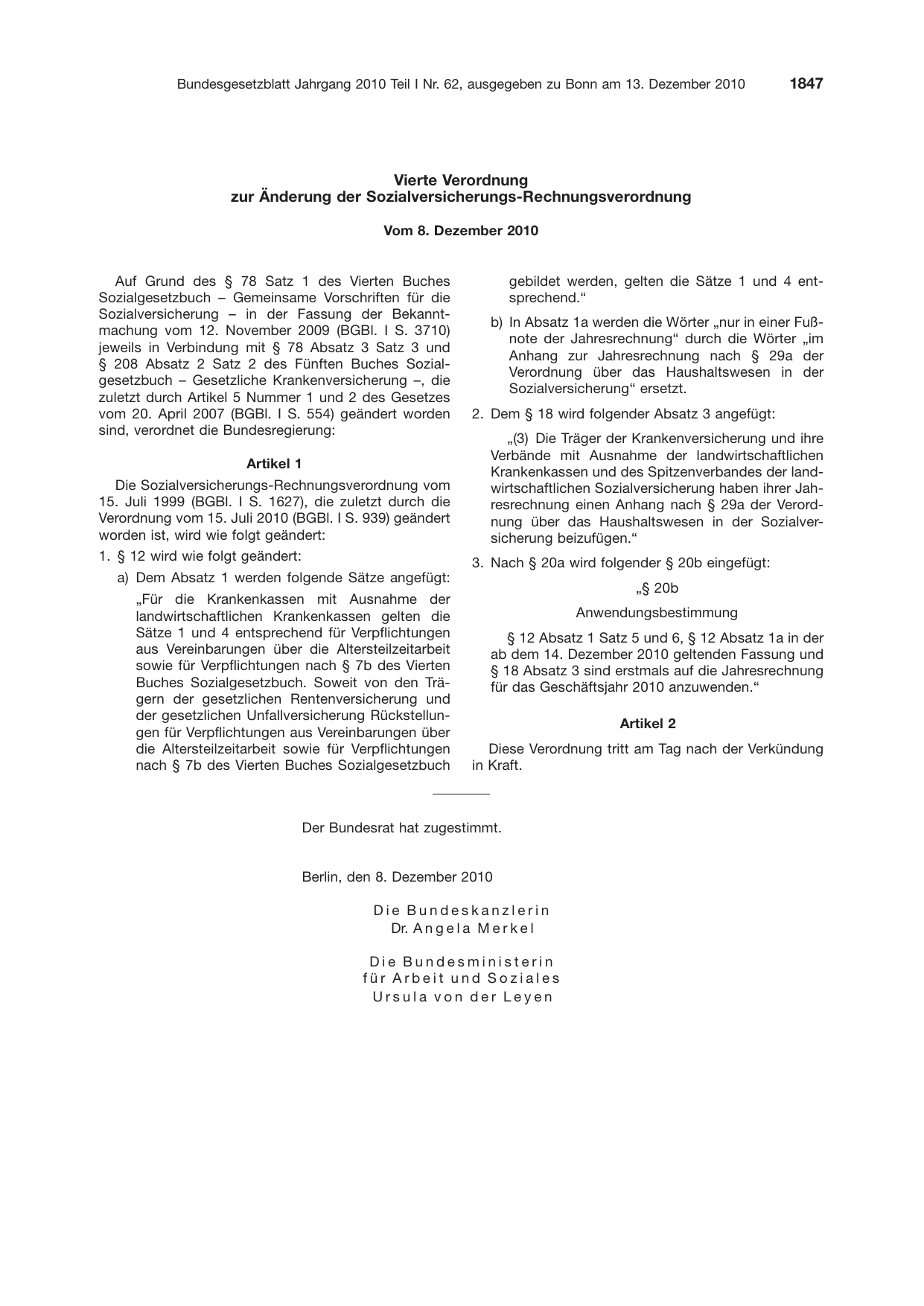 BGBl. 2010, Seite 1847 — Originalseite als Abbildung