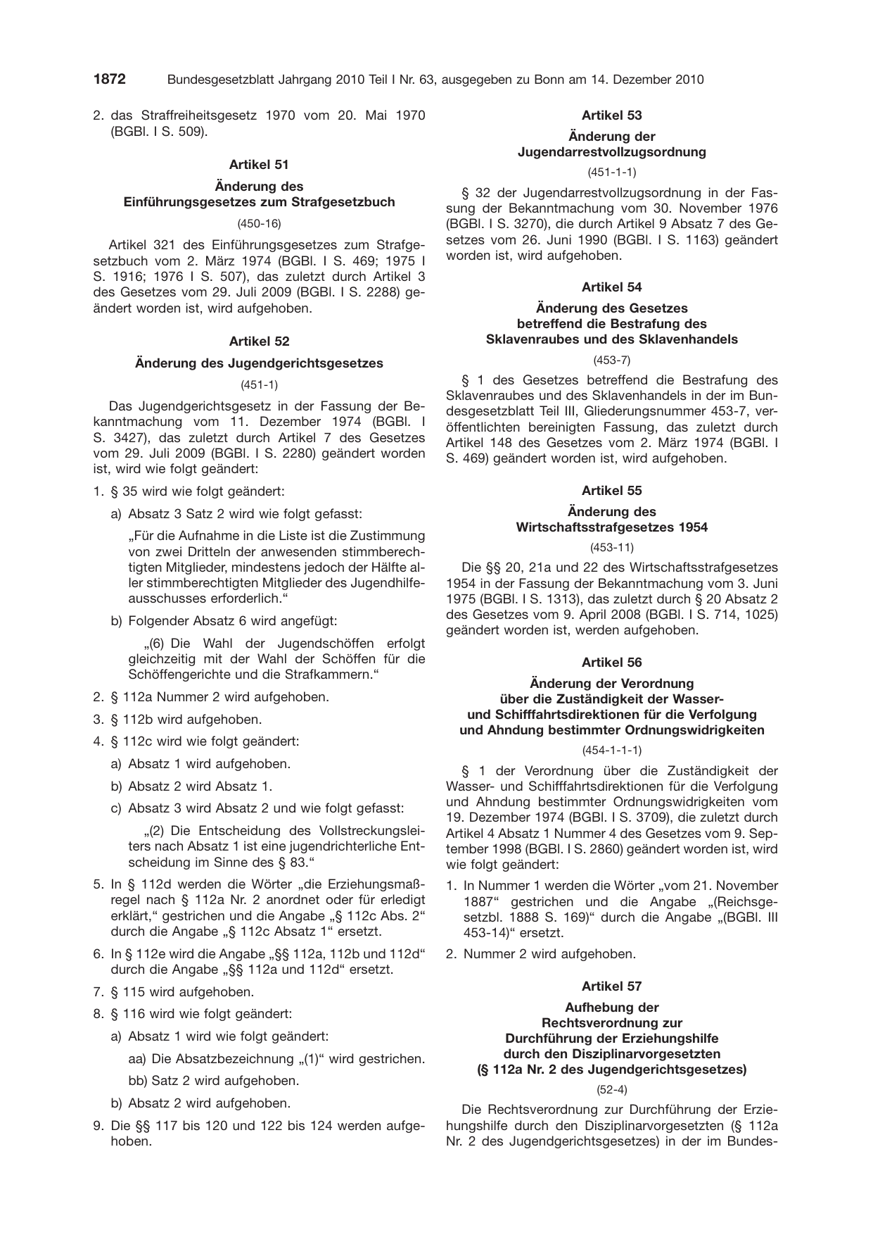 BGBl. 2010, Seite 1872 — Originalseite als Abbildung