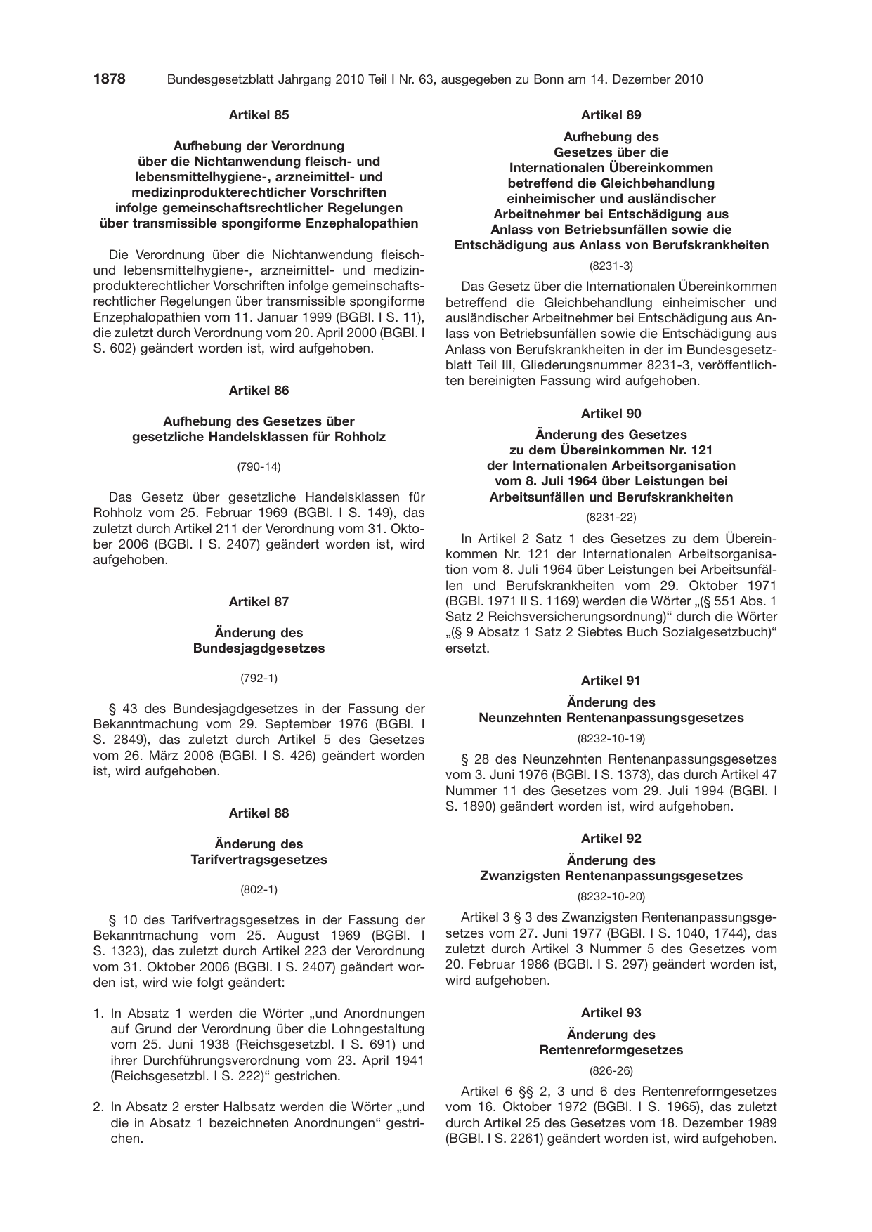 BGBl. 2010, Seite 1878 — Originalseite als Abbildung