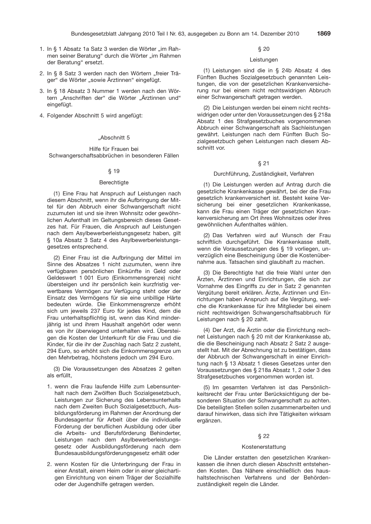 BGBl. 2010, Seite 1869 — Originalseite als Abbildung