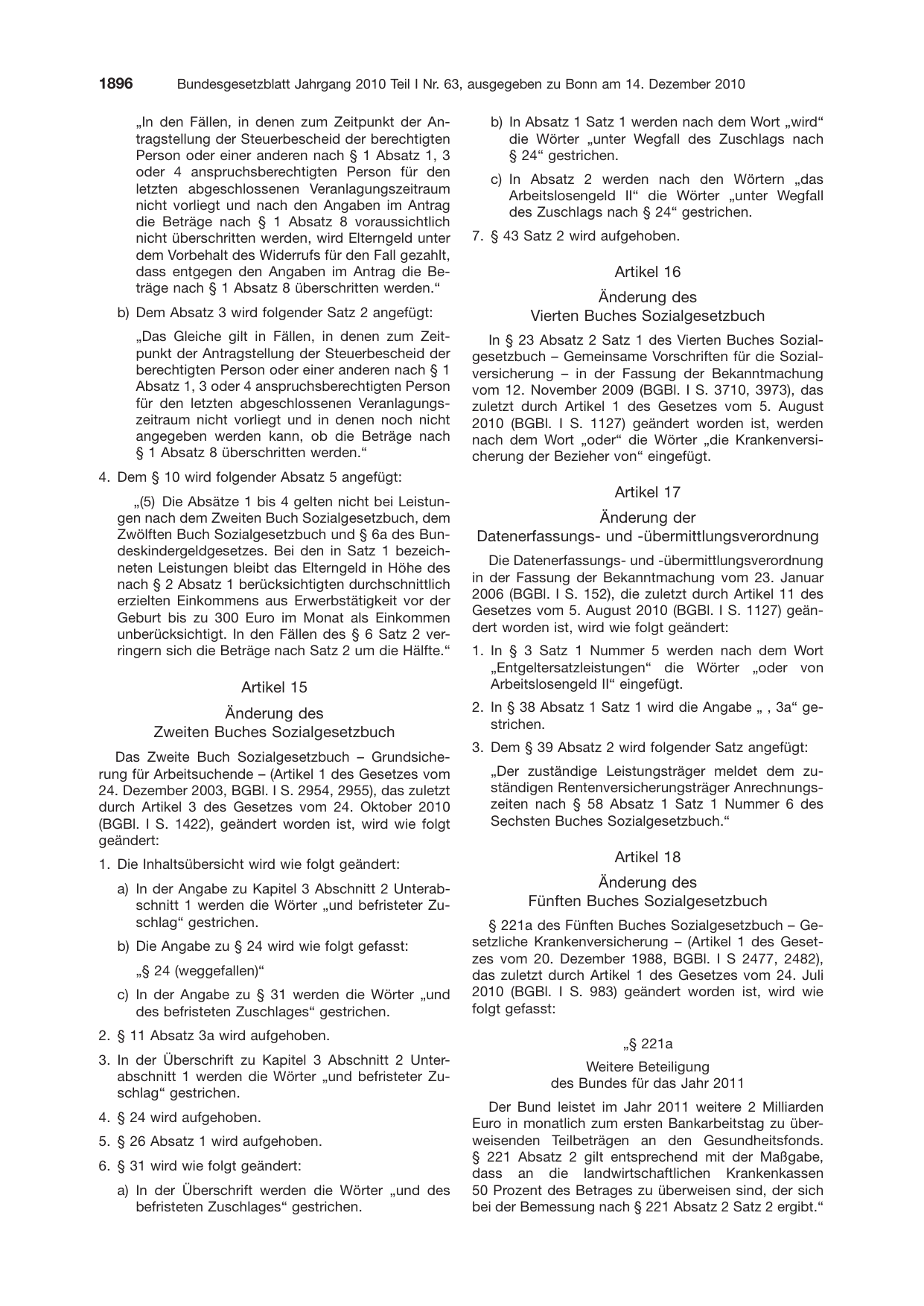 BGBl. 2010, Seite 1896 — Originalseite als Abbildung