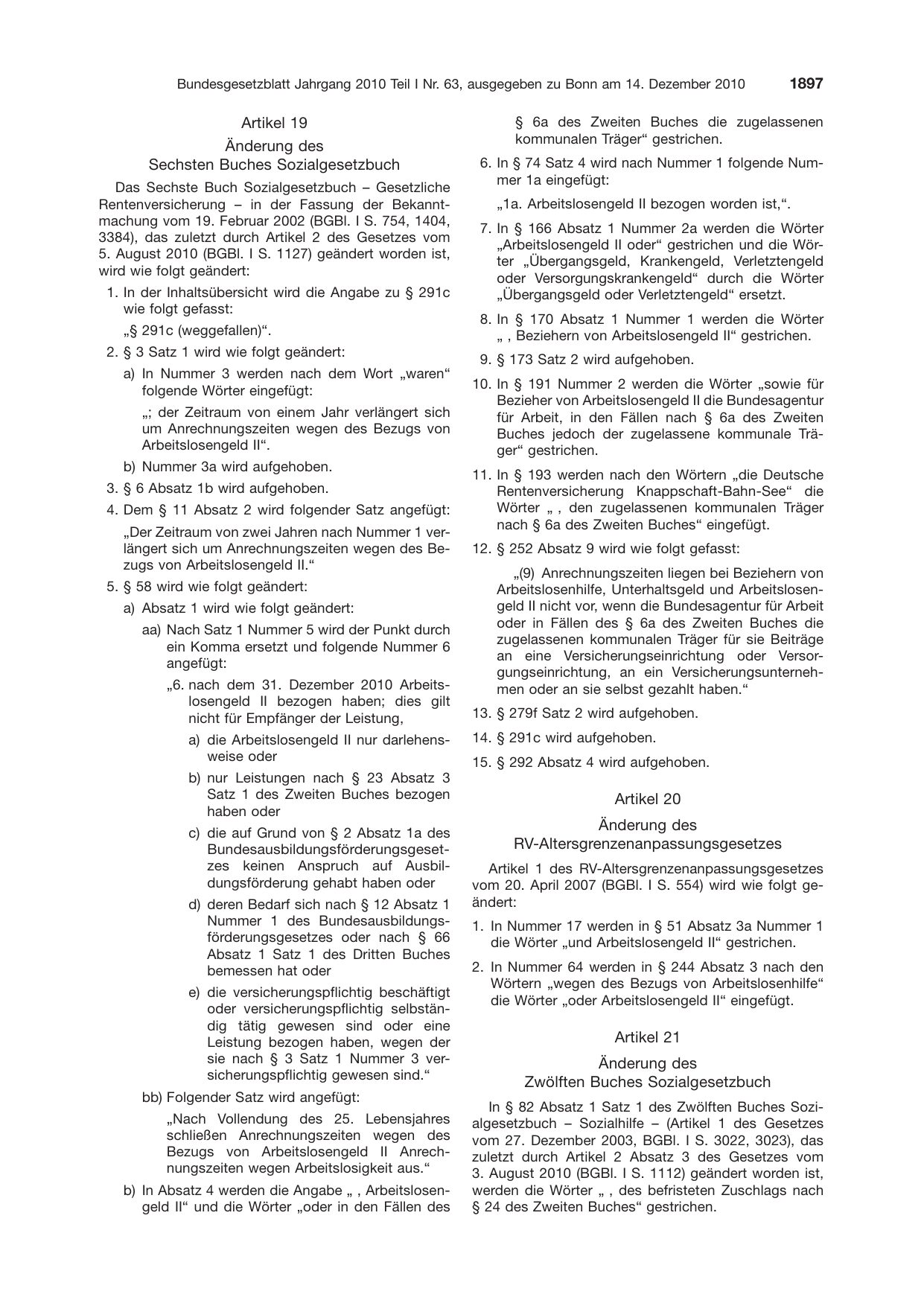 BGBl. 2010, Seite 1897 — Originalseite als Abbildung