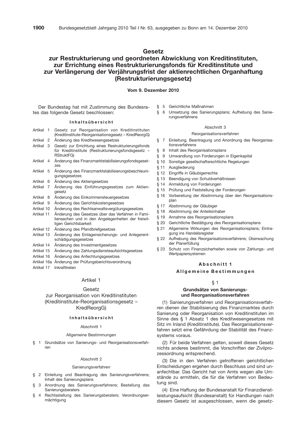 BGBl. 2010, Seite 1900 — Originalseite als Abbildung