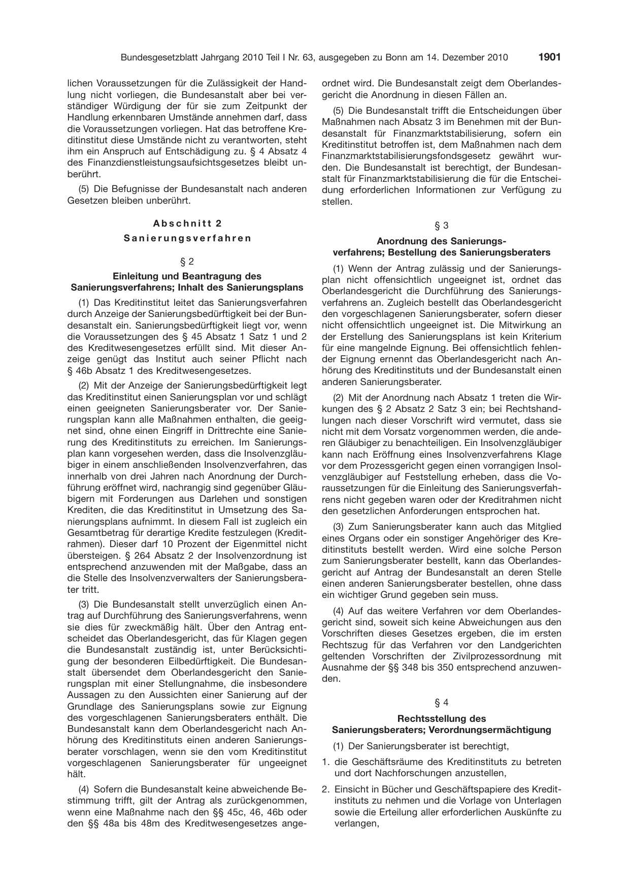 BGBl. 2010, Seite 1901 — Originalseite als Abbildung