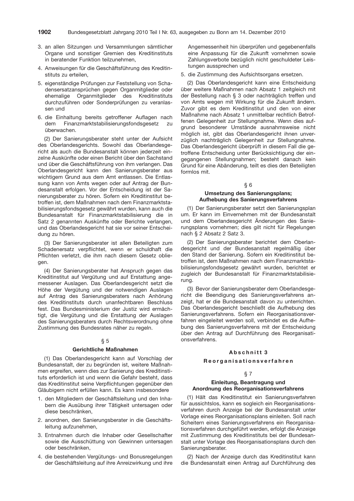 BGBl. 2010, Seite 1902 — Originalseite als Abbildung