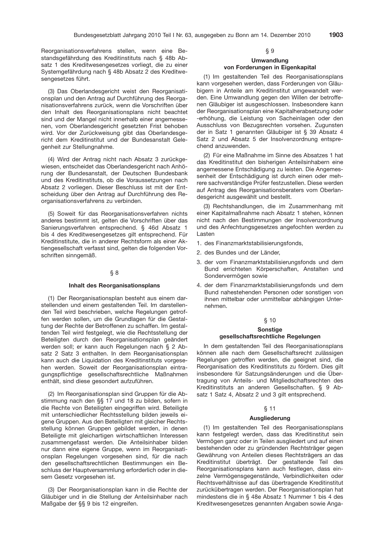 BGBl. 2010, Seite 1903 — Originalseite als Abbildung