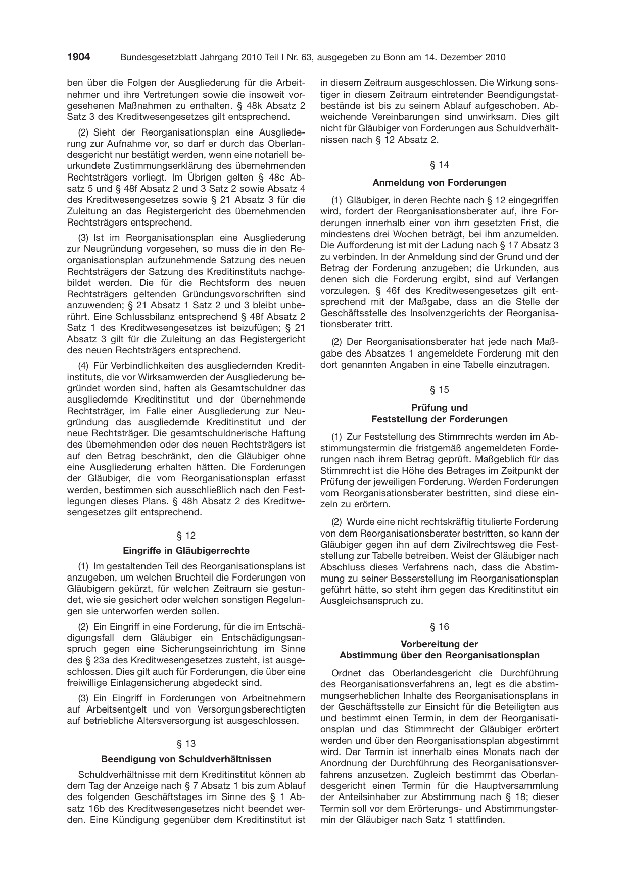BGBl. 2010, Seite 1904 — Originalseite als Abbildung