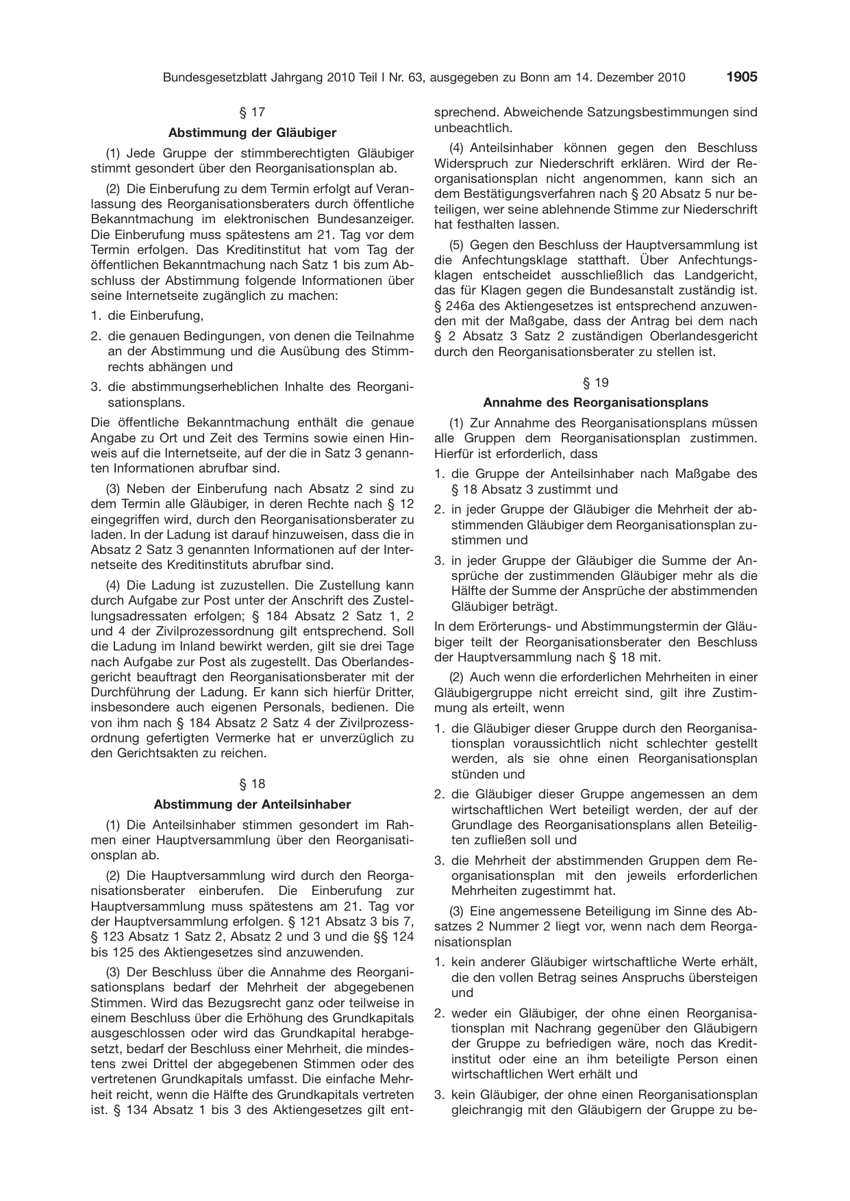 BGBl. 2010, Seite 1905 — Originalseite als Abbildung