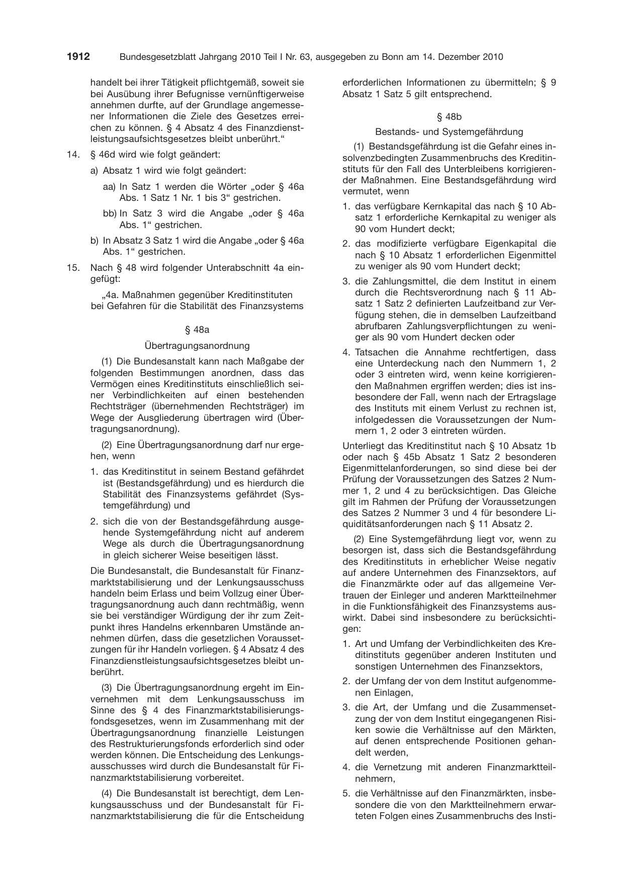 BGBl. 2010, Seite 1912 — Originalseite als Abbildung