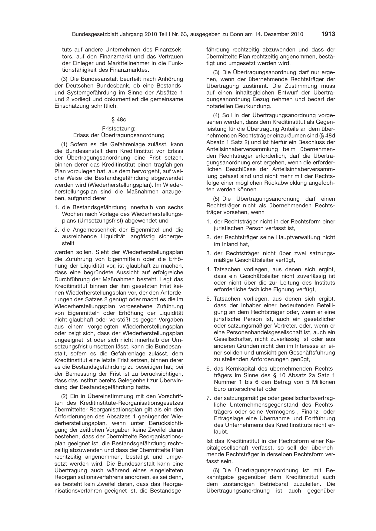BGBl. 2010, Seite 1913 — Originalseite als Abbildung