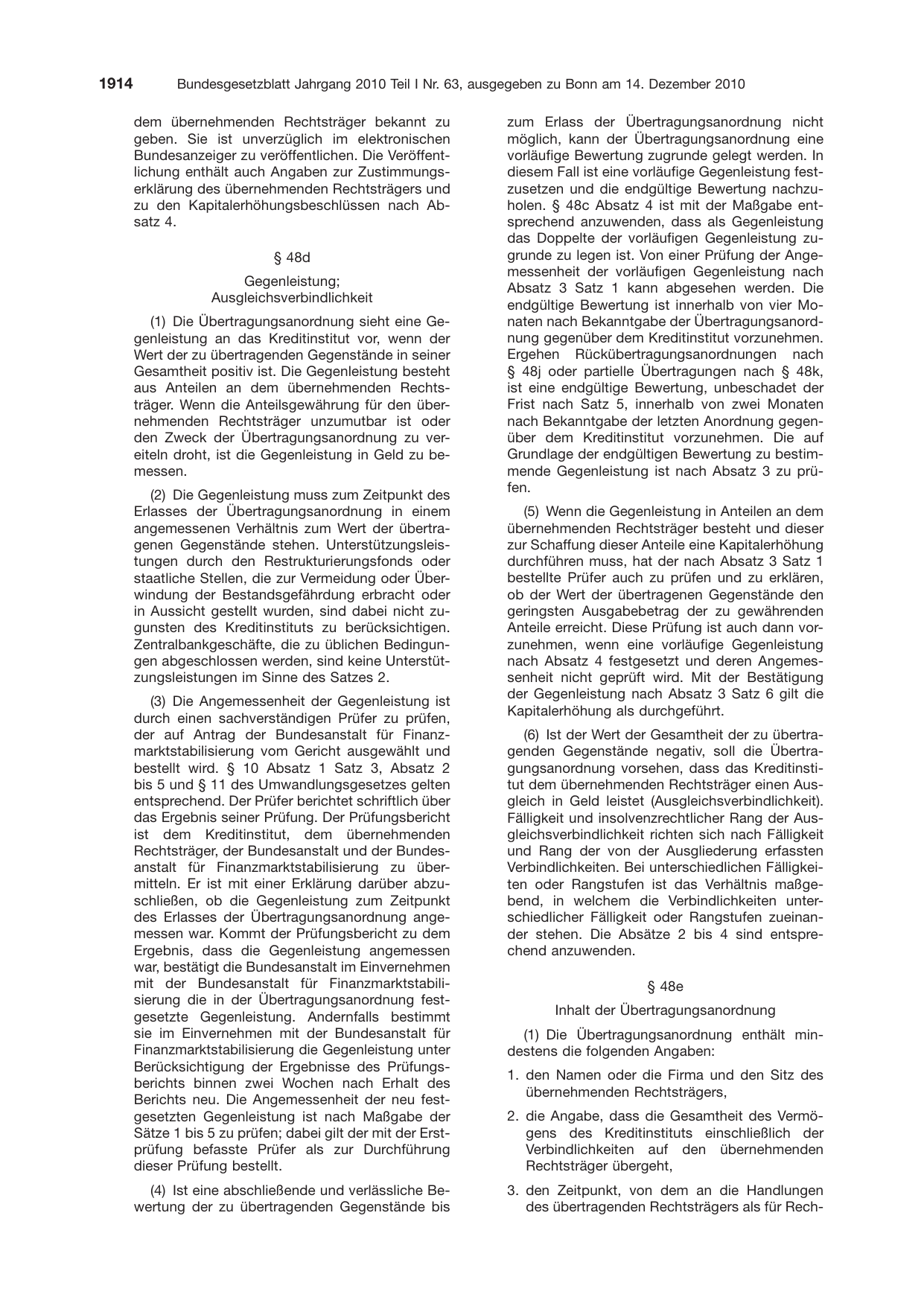 BGBl. 2010, Seite 1914 — Originalseite als Abbildung