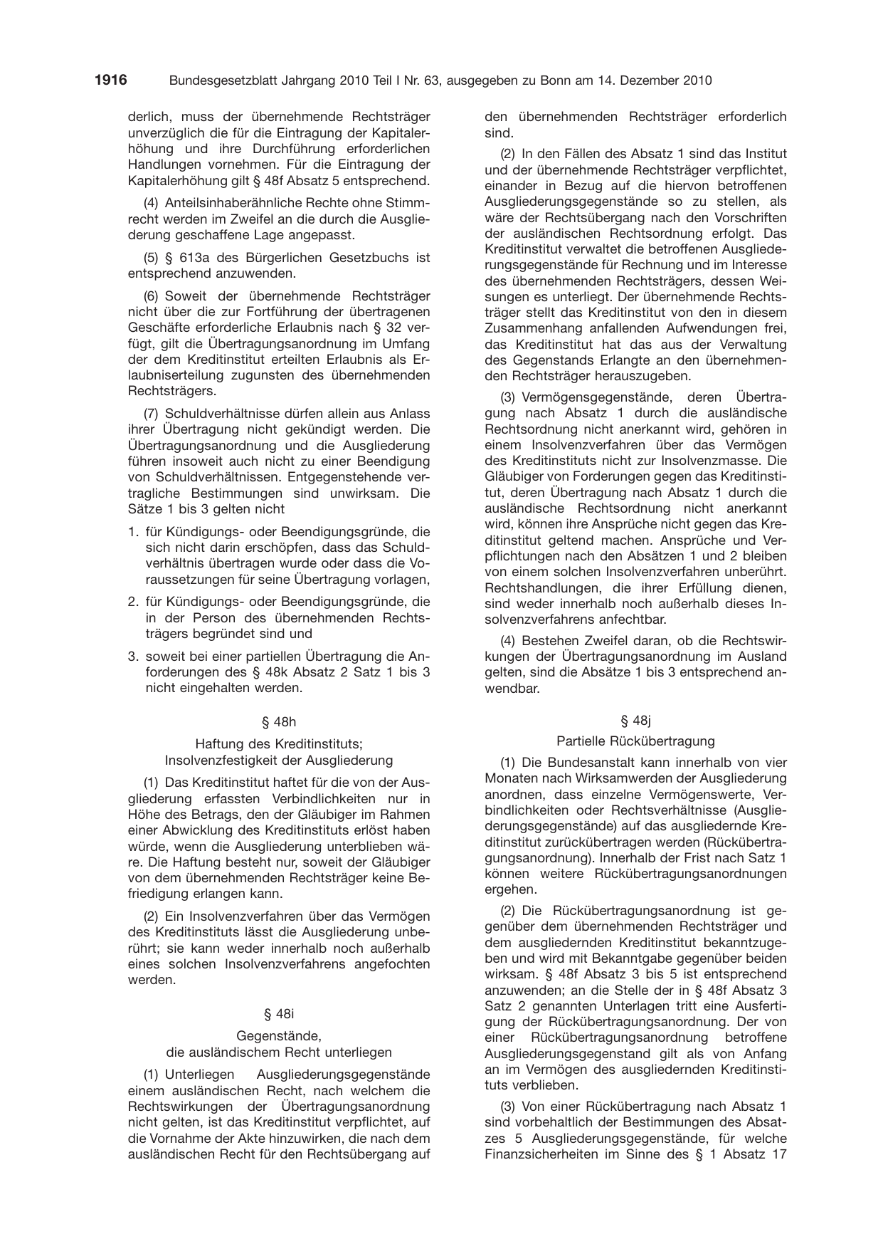 BGBl. 2010, Seite 1916 — Originalseite als Abbildung