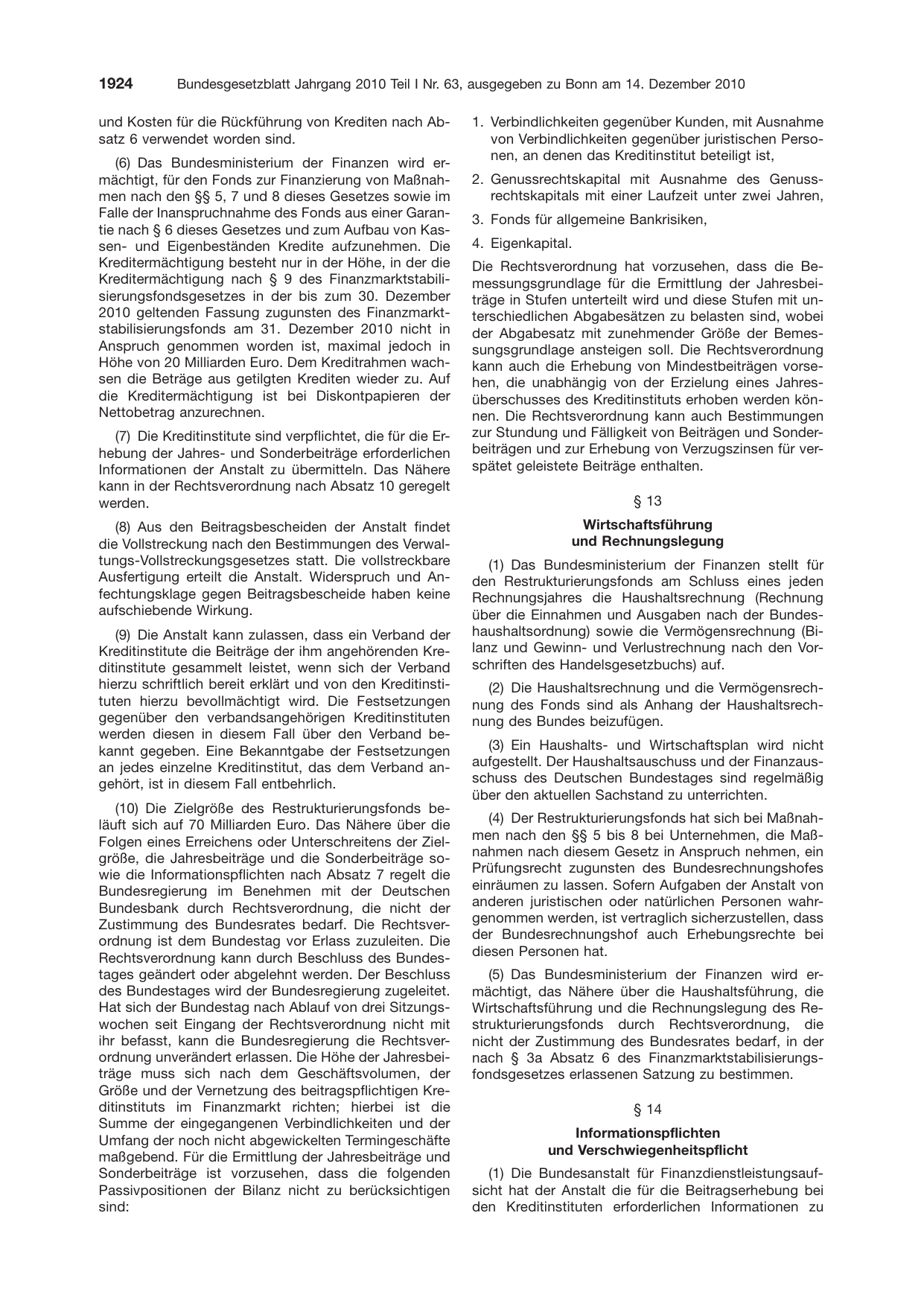 BGBl. 2010, Seite 1924 — Originalseite als Abbildung