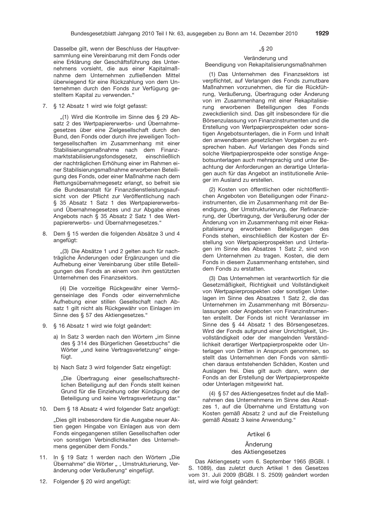 BGBl. 2010, Seite 1929 — Originalseite als Abbildung