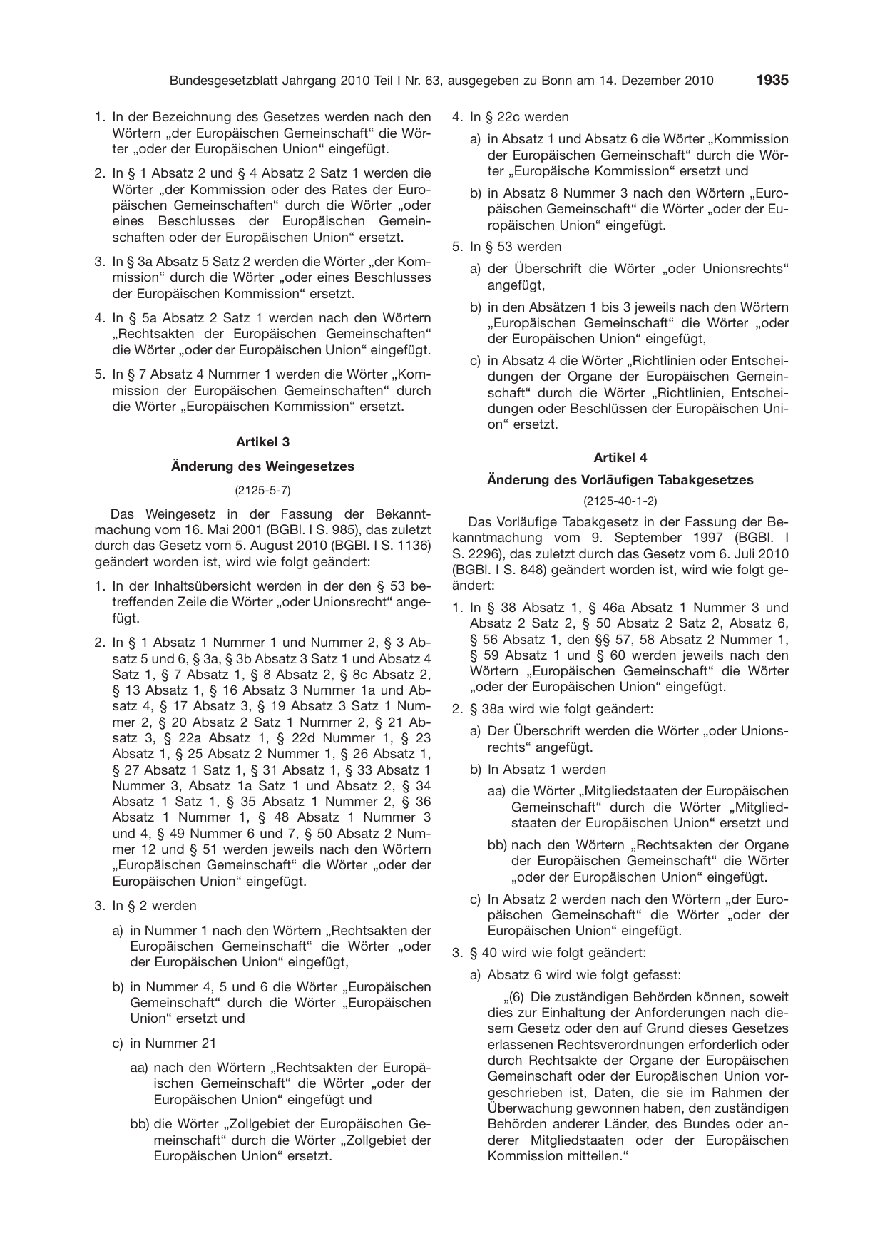 BGBl. 2010, Seite 1935 — Originalseite als Abbildung
