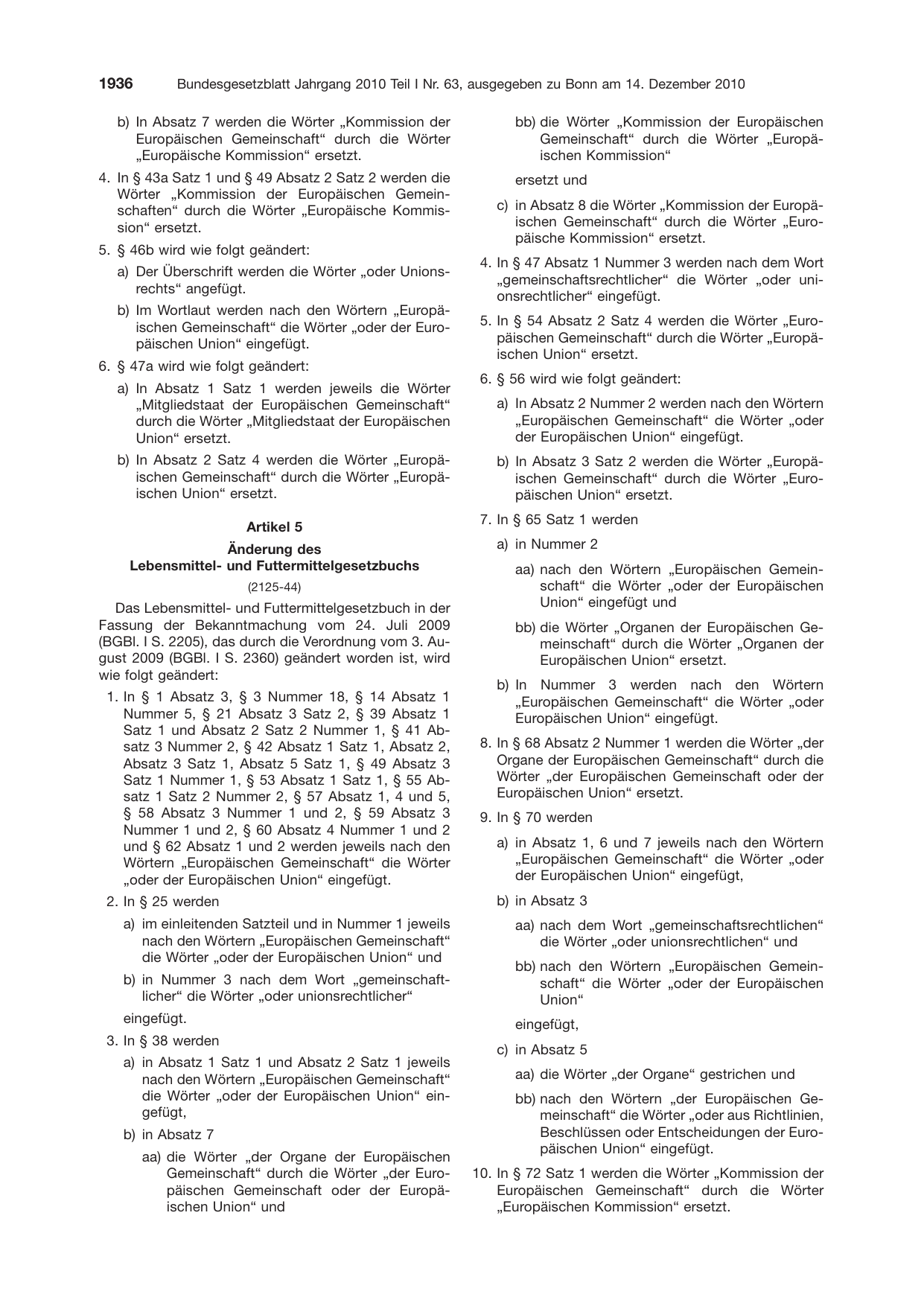 BGBl. 2010, Seite 1936 — Originalseite als Abbildung
