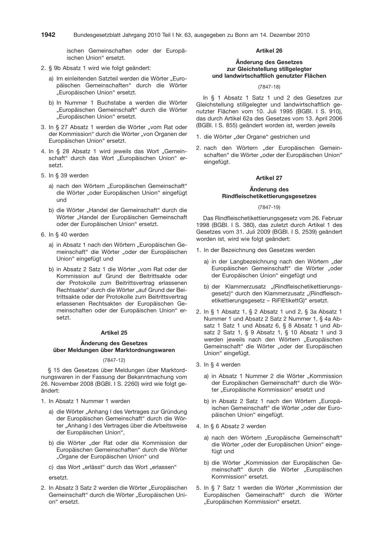 BGBl. 2010, Seite 1942 — Originalseite als Abbildung